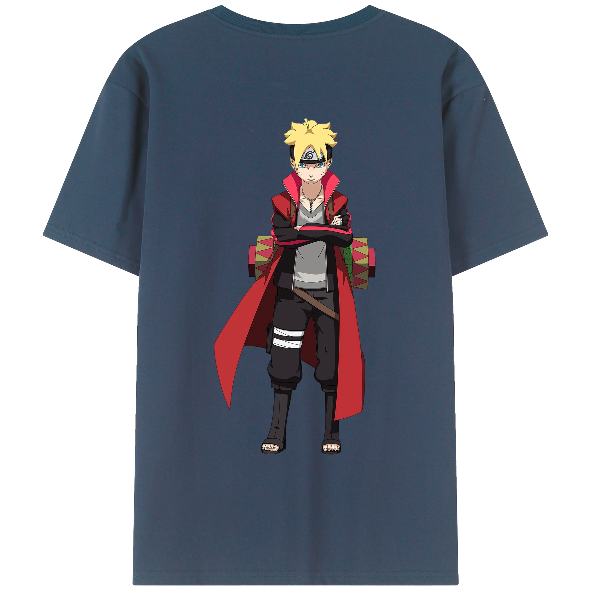 （画像用） NARUTO -ナルト- うずまき ボルト Uzumaki Boruto 綿100％ メンズ半袖Tシャツ（バックプリント） 通気性