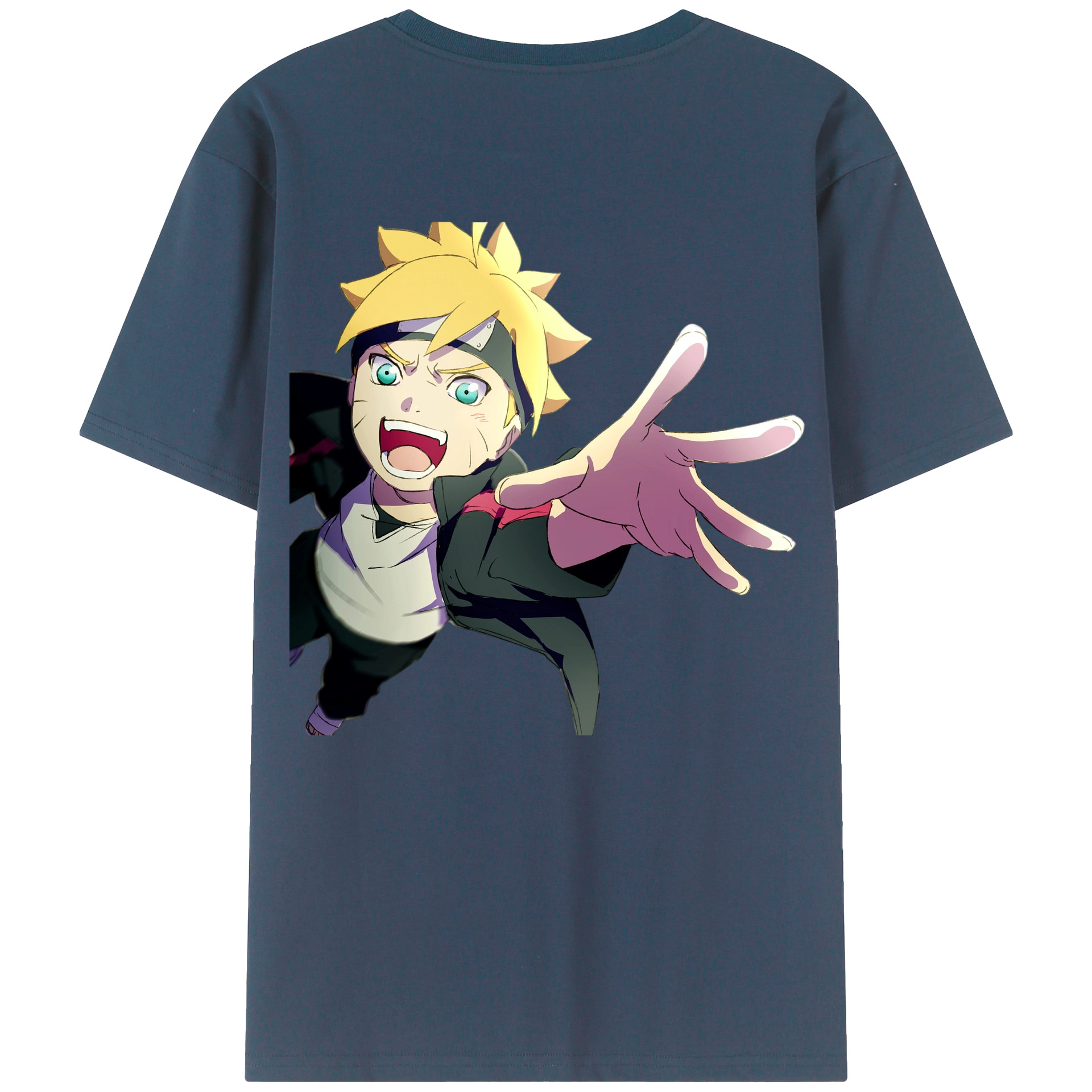 （画像用） NARUTO -ナルト- うずまき ボルト Uzumaki Boruto 綿100％ メンズ半袖Tシャツ（バックプリント） 通気性