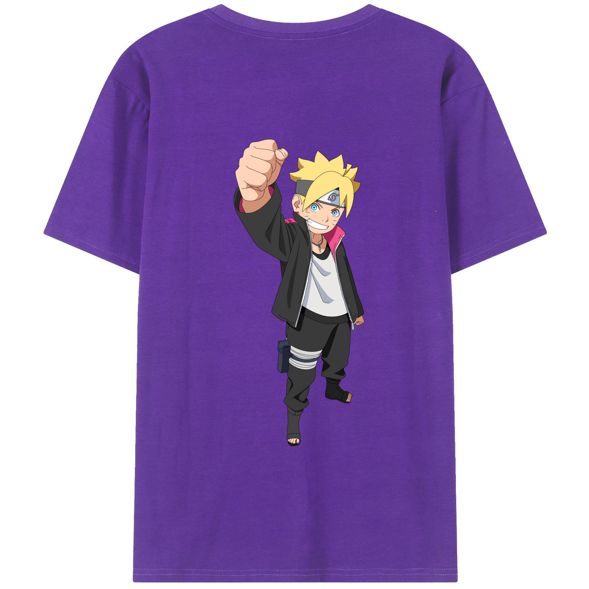 （画像用） NARUTO -ナルト- うずまき ボルト Uzumaki Boruto 綿100％ メンズ半袖Tシャツ（バックプリント） 通気性