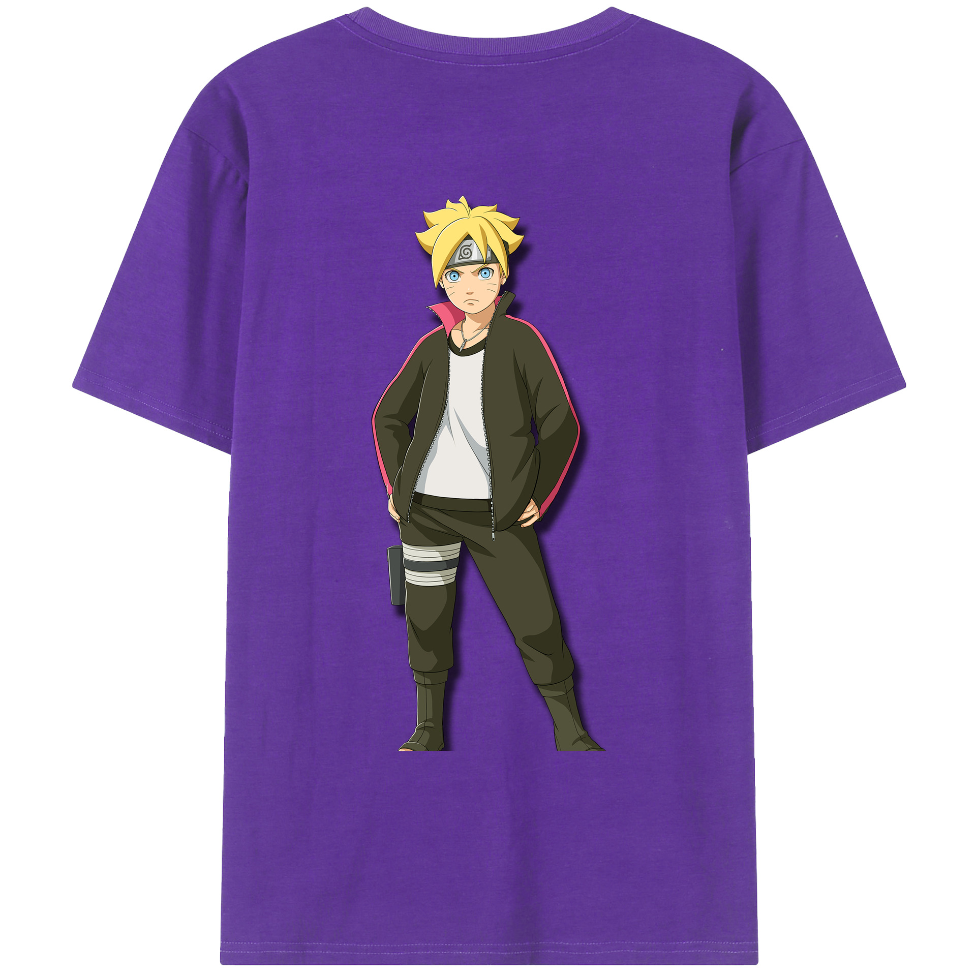 （画像用） NARUTO -ナルト- うずまき ボルト Uzumaki Boruto 綿100％ メンズ半袖Tシャツ（バックプリント） 通気性