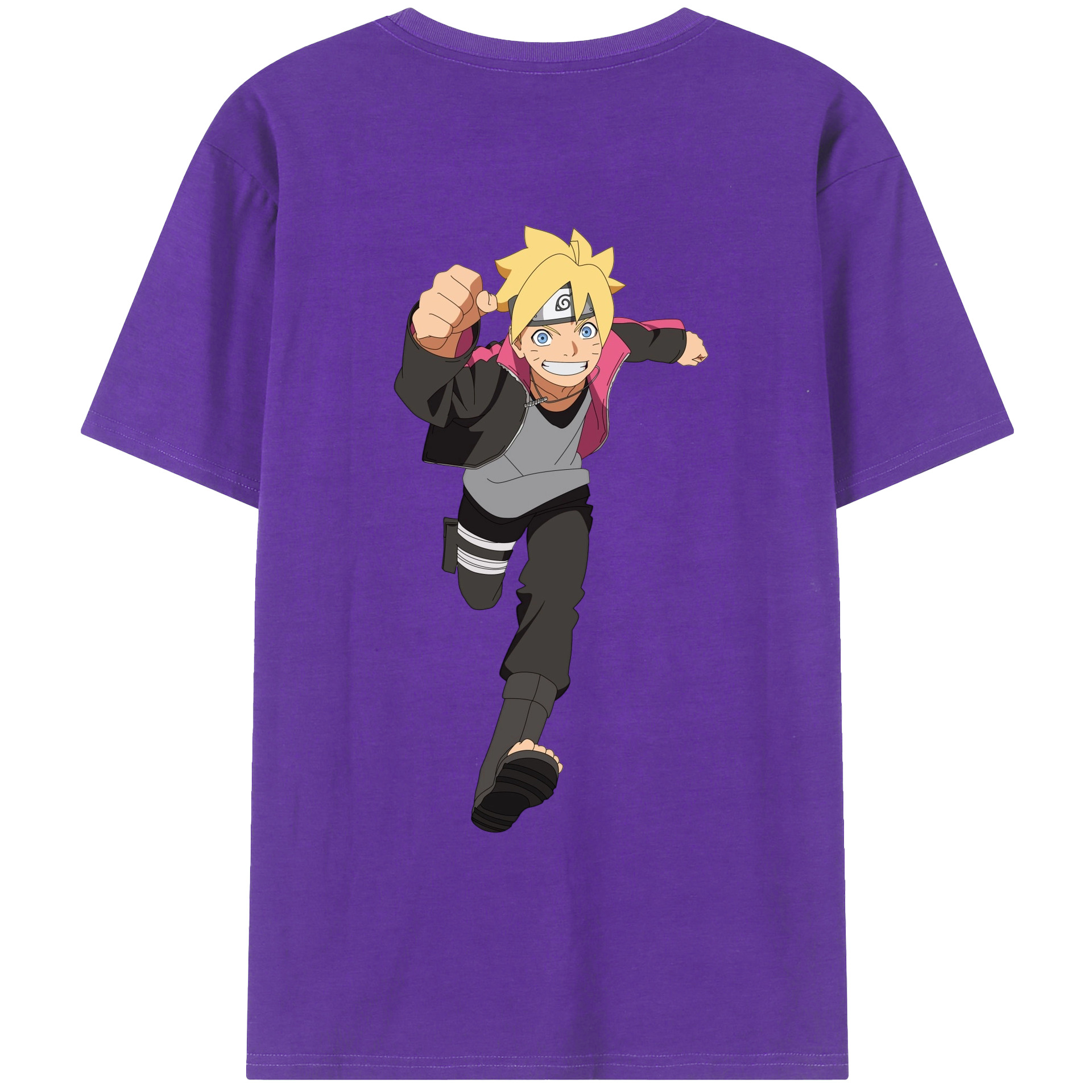 （画像用） NARUTO -ナルト- うずまき ボルト Uzumaki Boruto 綿100％ メンズ半袖Tシャツ（バックプリント） 通気性