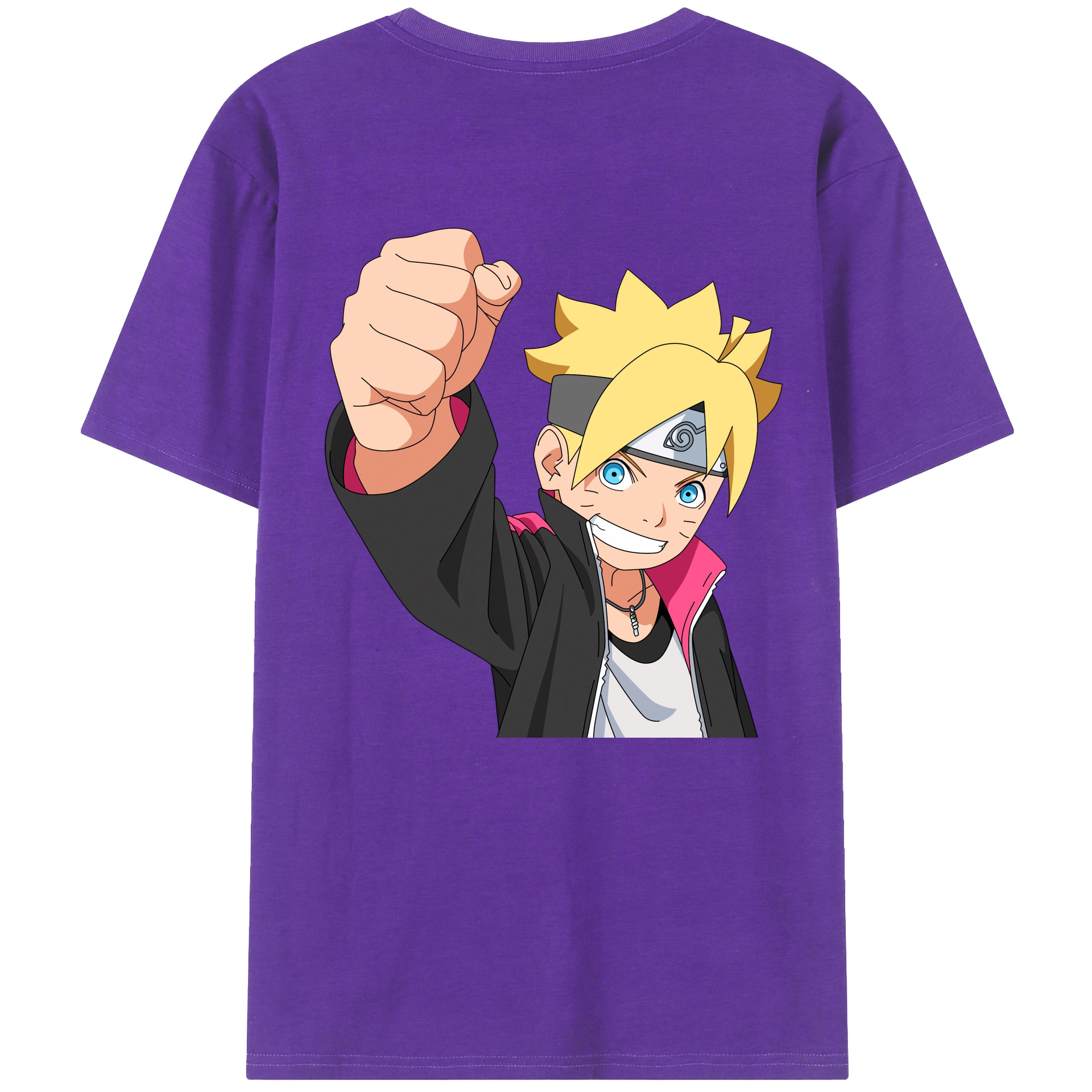 （画像用） NARUTO -ナルト- うずまき ボルト Uzumaki Boruto 綿100％ メンズ半袖Tシャツ（バックプリント） 通気性