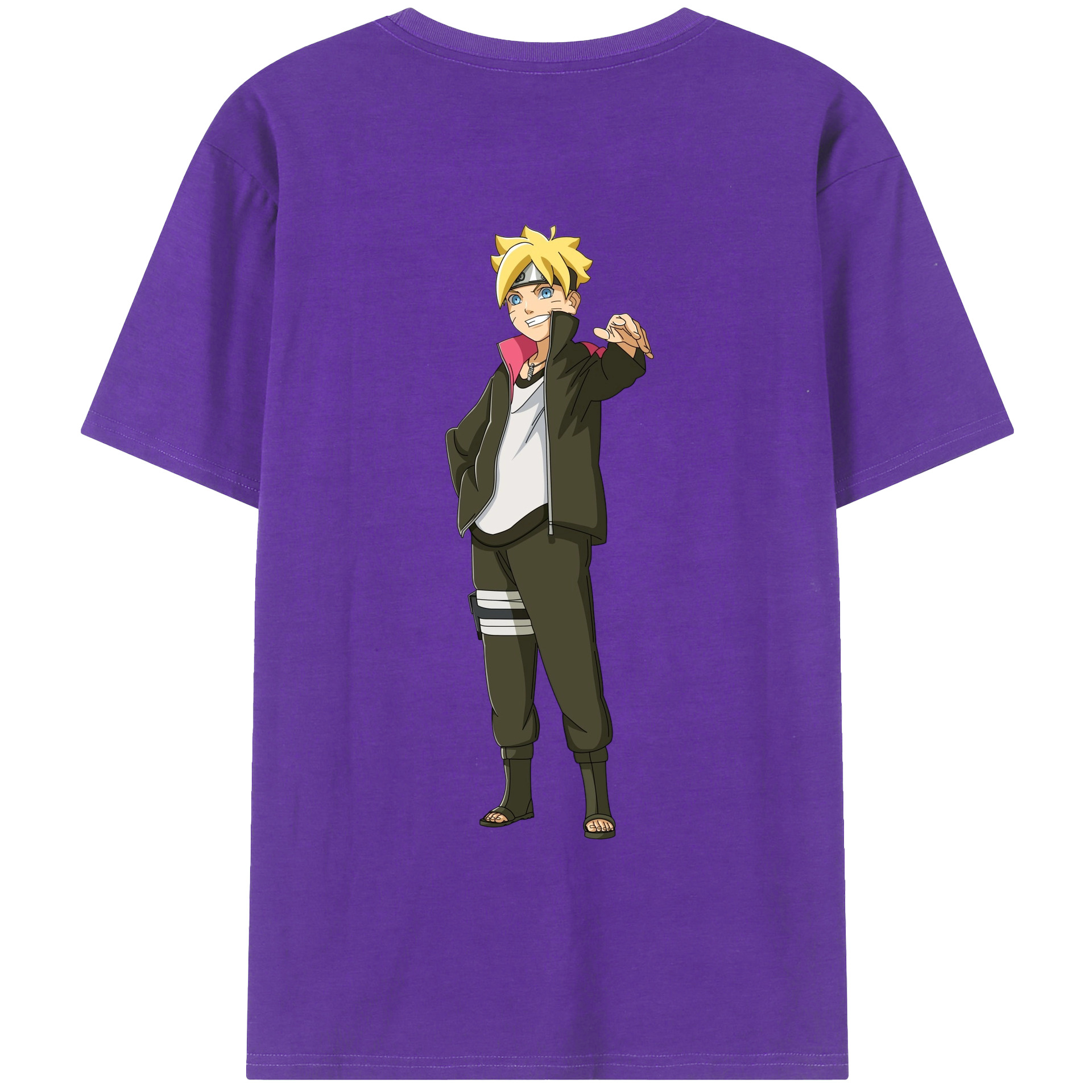 （画像用） NARUTO -ナルト- うずまき ボルト Uzumaki Boruto 綿100％ メンズ半袖Tシャツ（バックプリント） 通気性