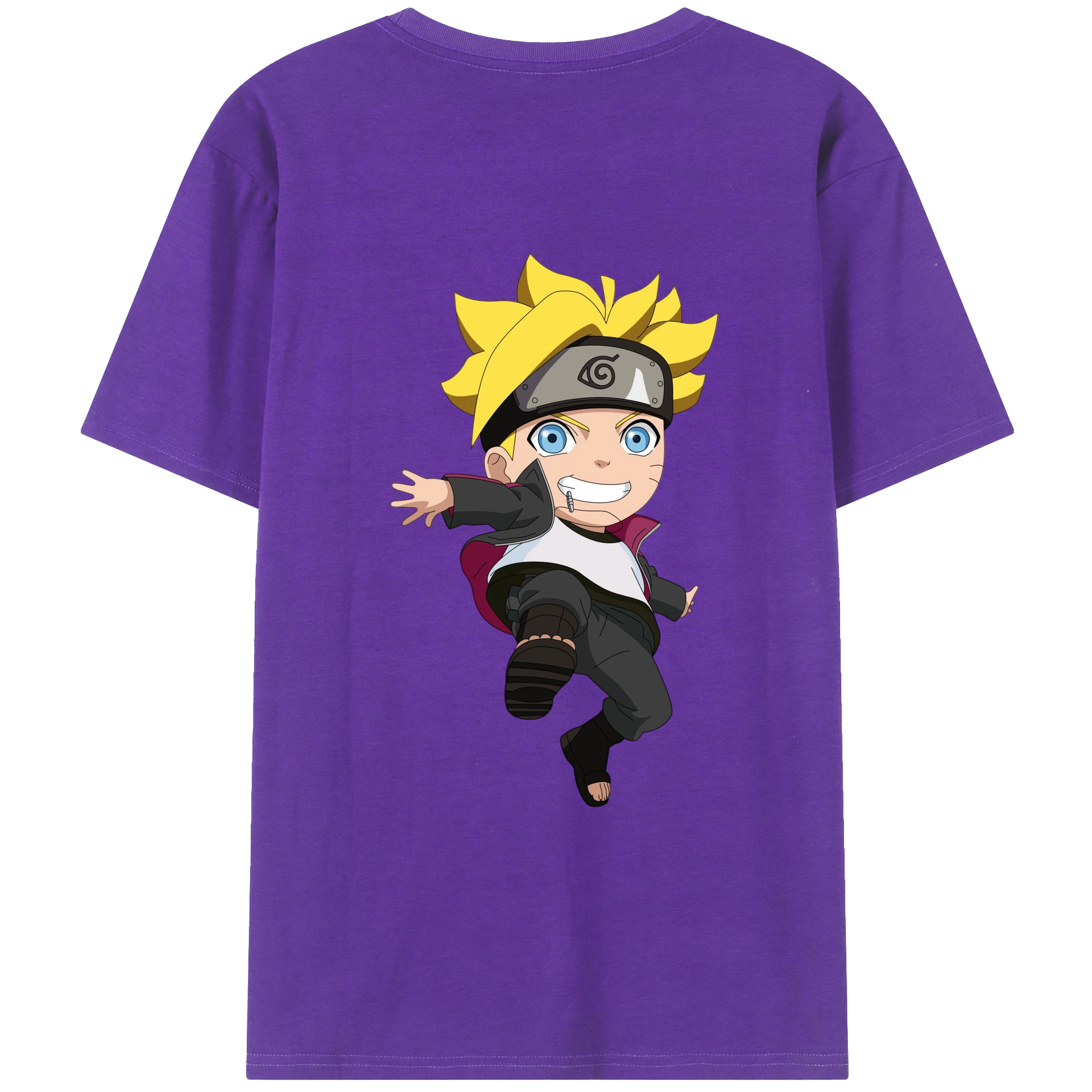 （画像用） NARUTO -ナルト- うずまき ボルト Uzumaki Boruto 綿100％ メンズ半袖Tシャツ（バックプリント） 通気性