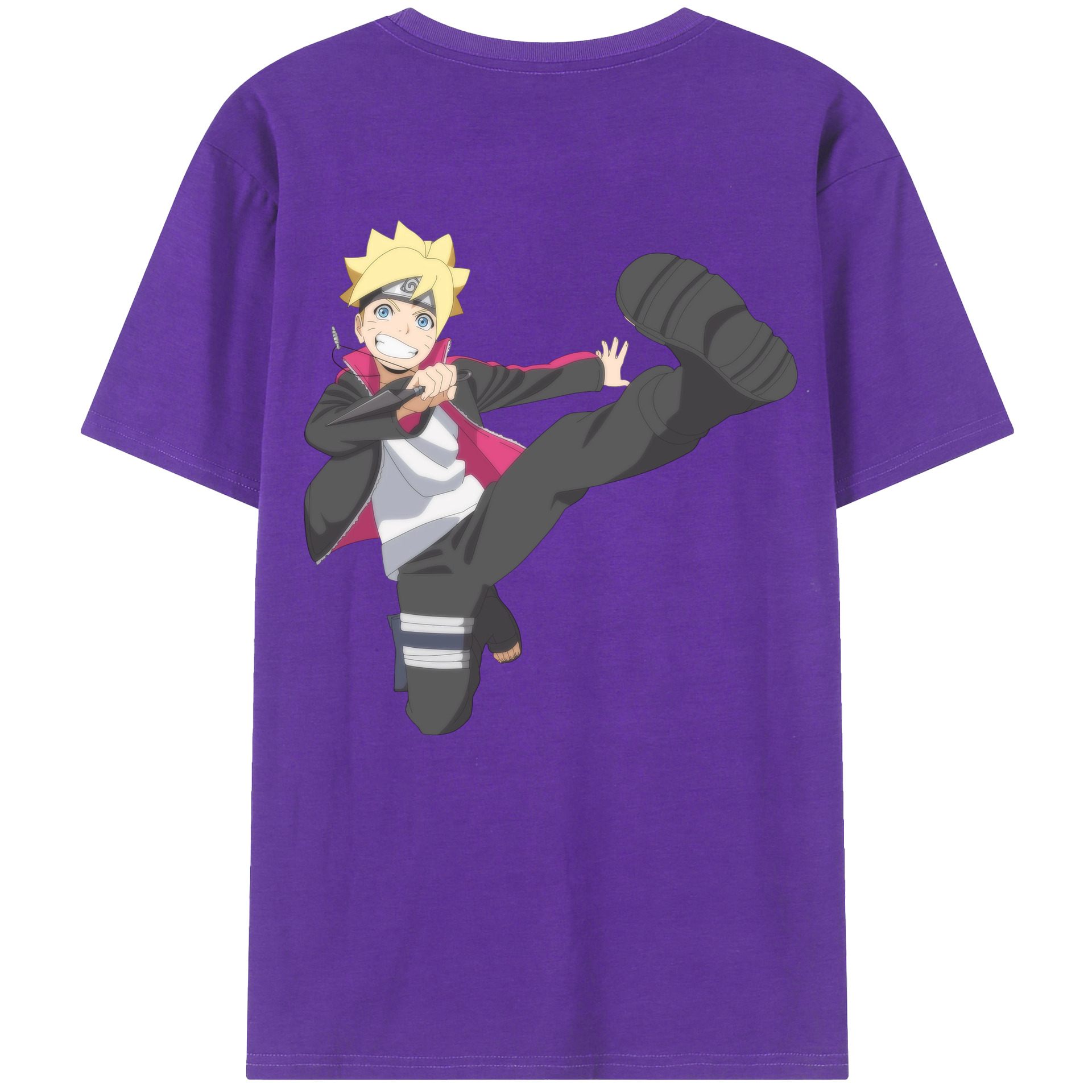 （画像用） NARUTO -ナルト- うずまき ボルト Uzumaki Boruto 綿100％ メンズ半袖Tシャツ（バックプリント） 通気性