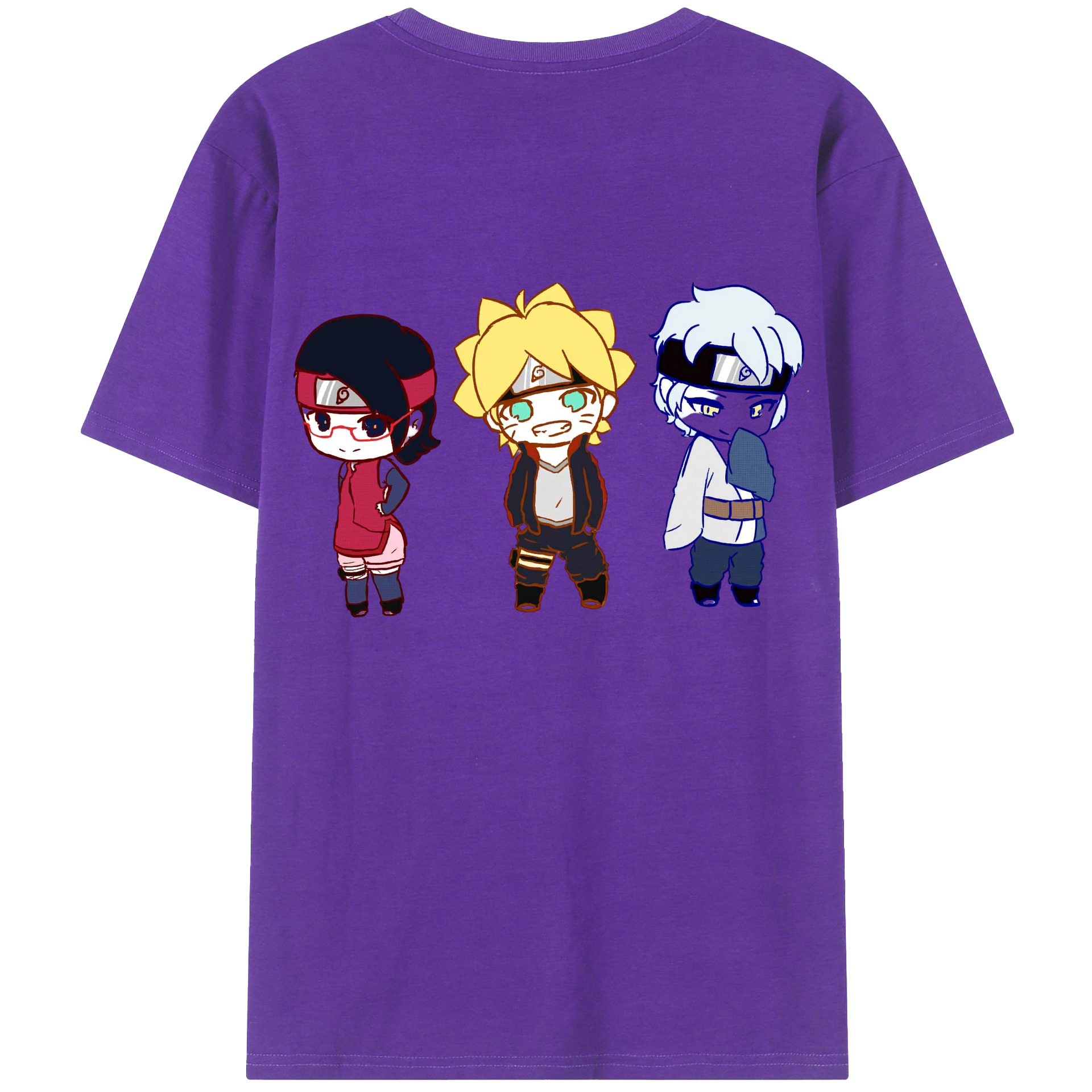 （画像用） NARUTO -ナルト- うずまき ボルト Uzumaki Boruto 綿100％ メンズ半袖Tシャツ（バックプリント） 通気性