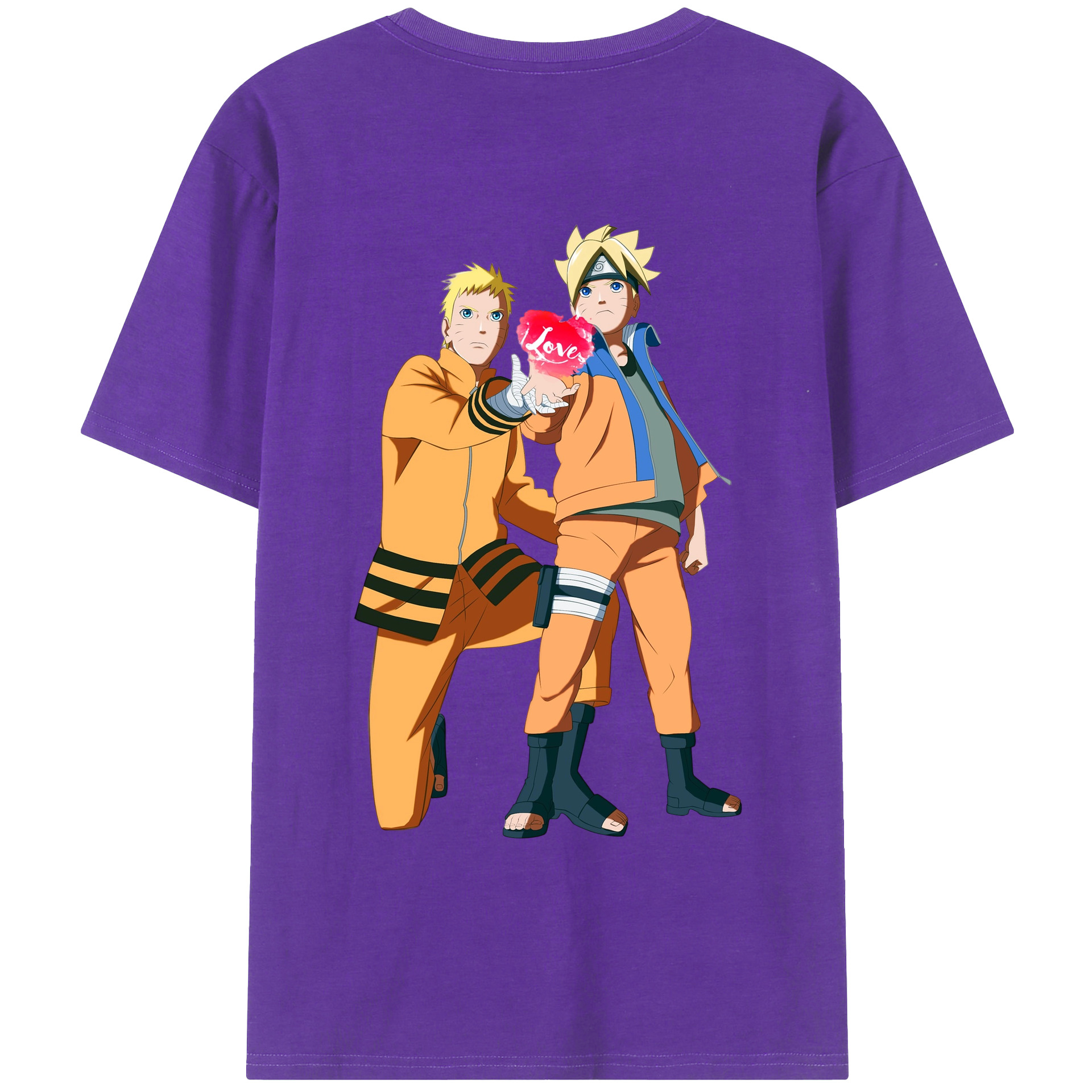 （画像用） NARUTO -ナルト- うずまき ボルト Uzumaki Boruto 綿100％ メンズ半袖Tシャツ（バックプリント） 通気性