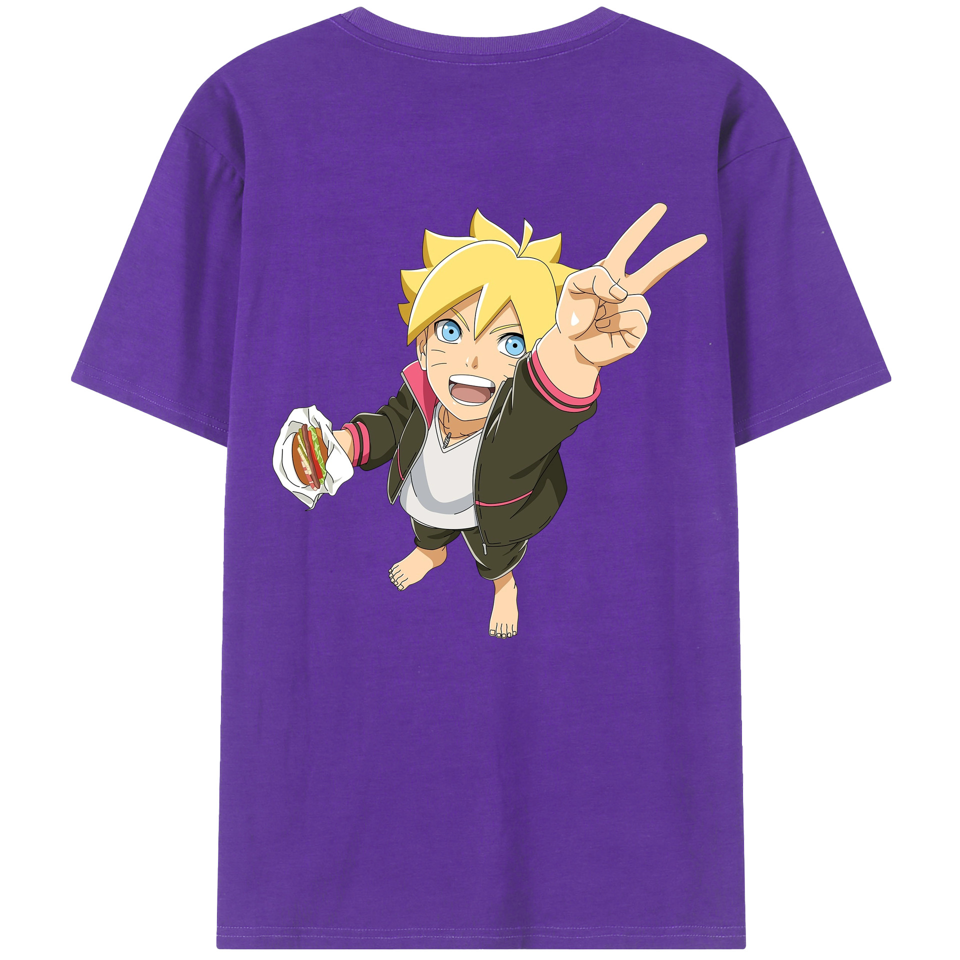 （画像用） NARUTO -ナルト- うずまき ボルト Uzumaki Boruto 綿100％ メンズ半袖Tシャツ（バックプリント） 通気性