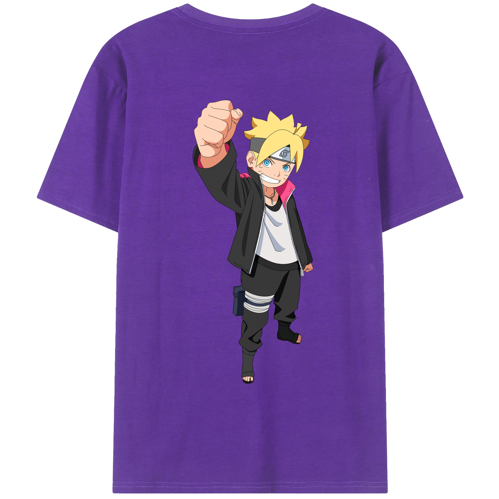 （画像用） NARUTO -ナルト- うずまき ボルト Uzumaki Boruto 綿100％ メンズ半袖Tシャツ（バックプリント） 通気性