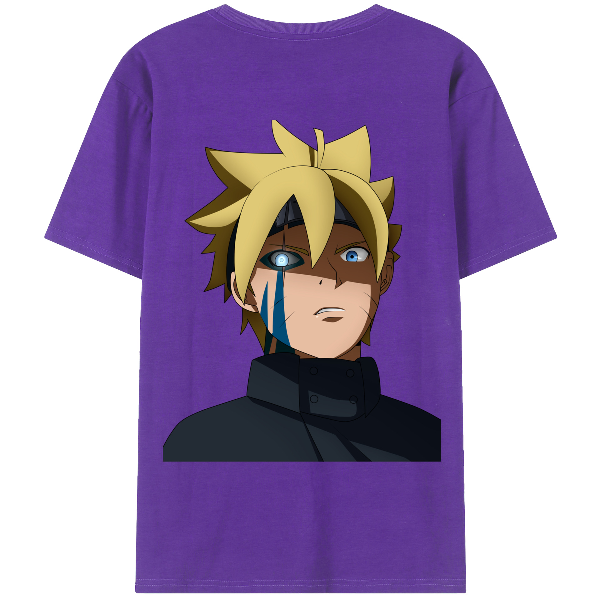 （画像用） NARUTO -ナルト- うずまき ボルト Uzumaki Boruto 綿100％ メンズ半袖Tシャツ（バックプリント） 通気性