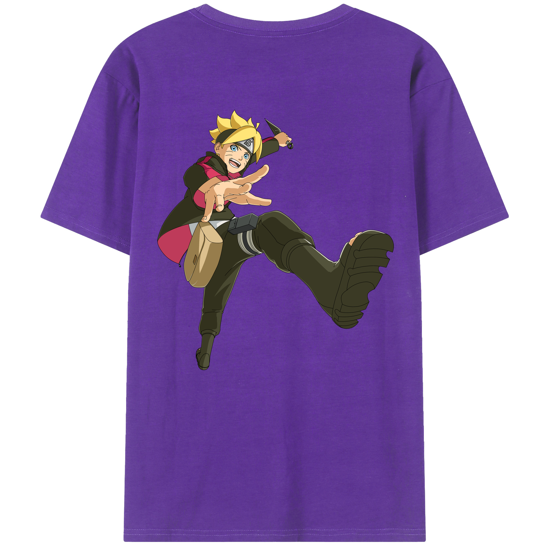（画像用） NARUTO -ナルト- うずまき ボルト Uzumaki Boruto 綿100％ メンズ半袖Tシャツ（バックプリント） 通気性