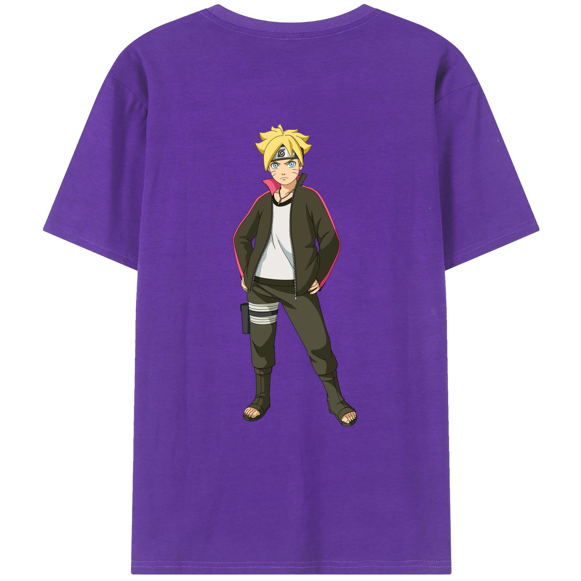 （画像用） NARUTO -ナルト- うずまき ボルト Uzumaki Boruto 綿100％ メンズ半袖Tシャツ（バックプリント） 通気性