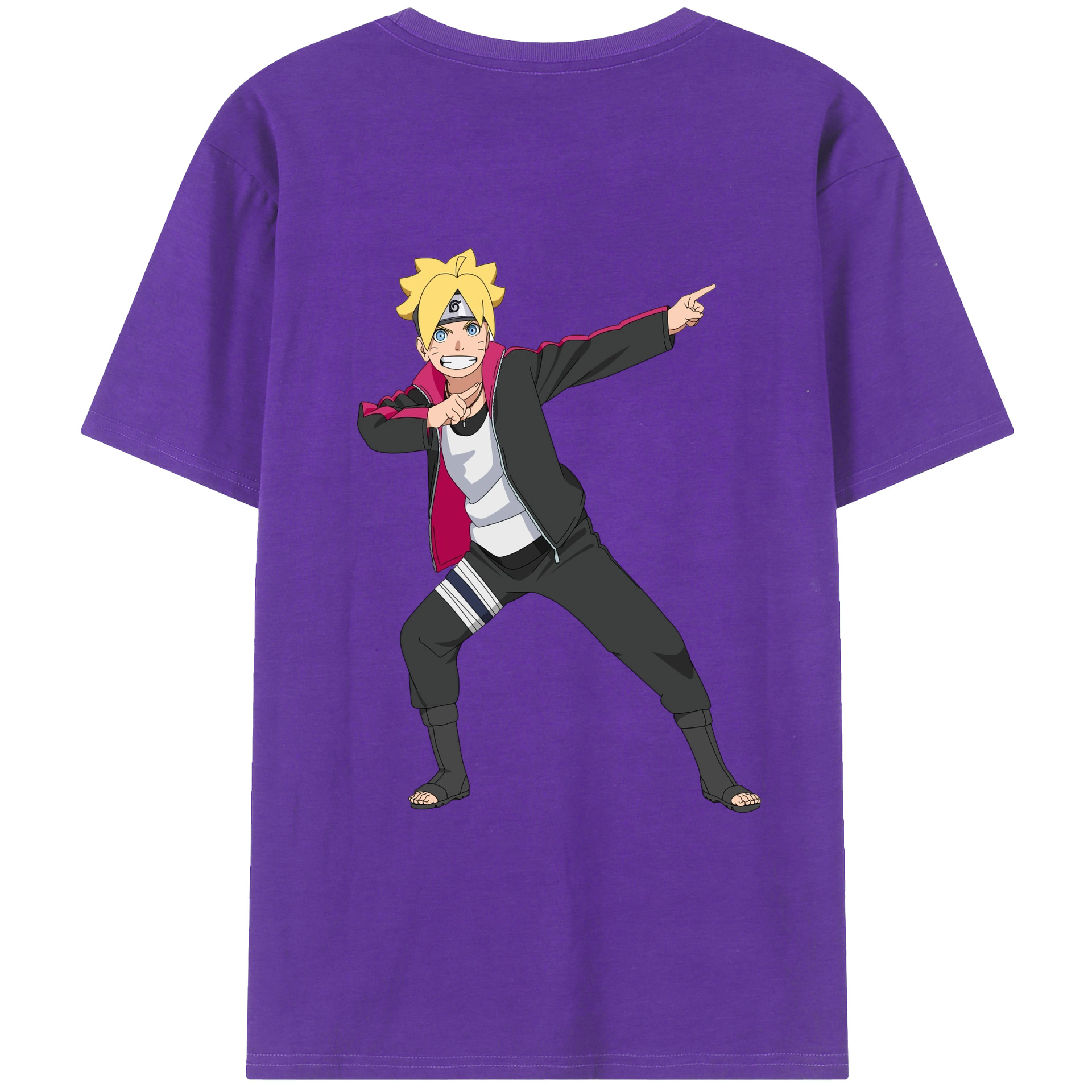 （画像用） NARUTO -ナルト- うずまき ボルト Uzumaki Boruto 綿100％ メンズ半袖Tシャツ（バックプリント） 通気性