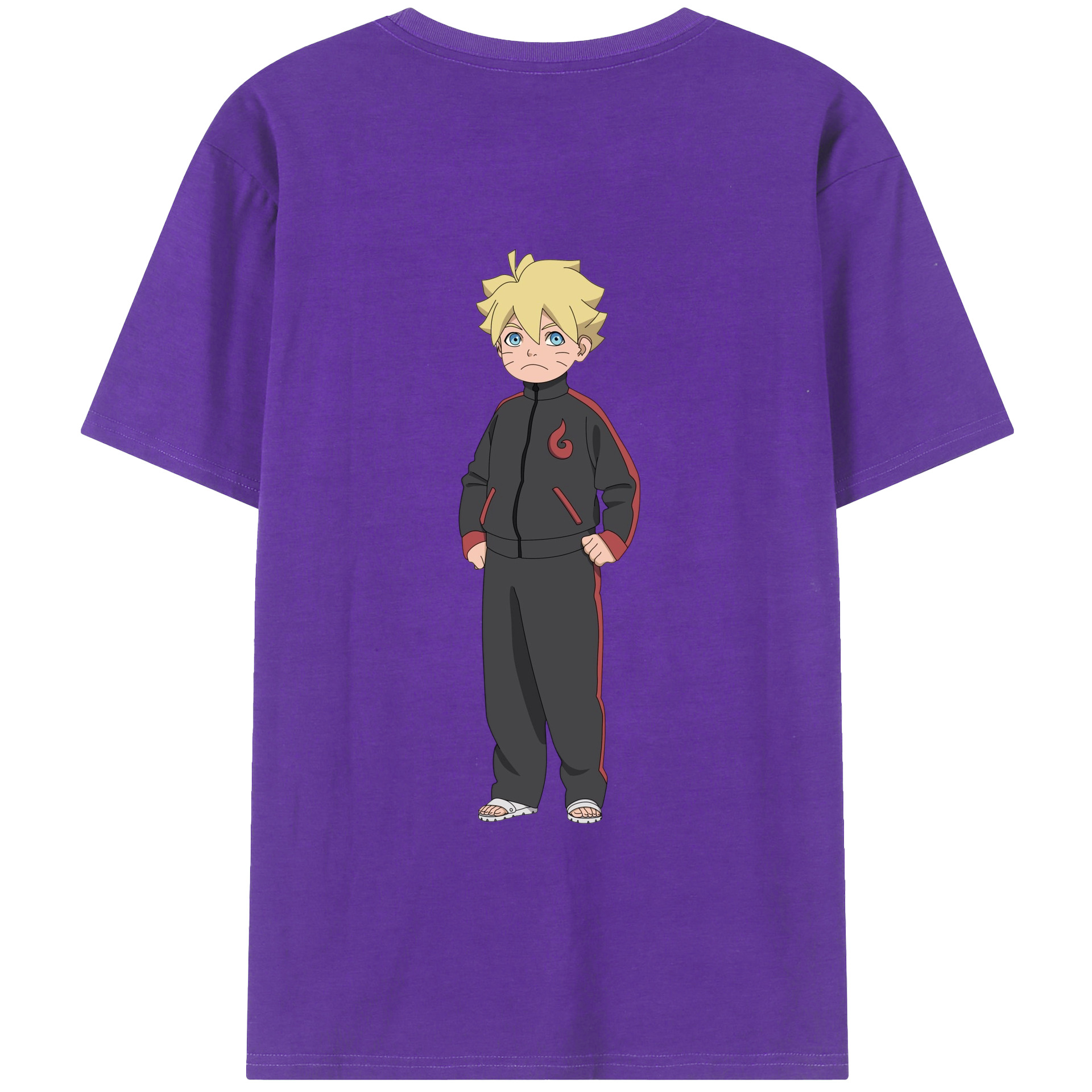 （画像用） NARUTO -ナルト- うずまき ボルト Uzumaki Boruto 綿100％ メンズ半袖Tシャツ（バックプリント） 通気性