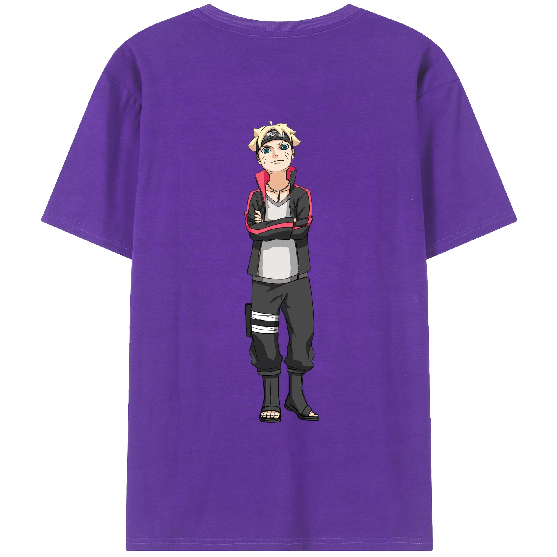 （画像用） NARUTO -ナルト- うずまき ボルト Uzumaki Boruto 綿100％ メンズ半袖Tシャツ（バックプリント） 通気性