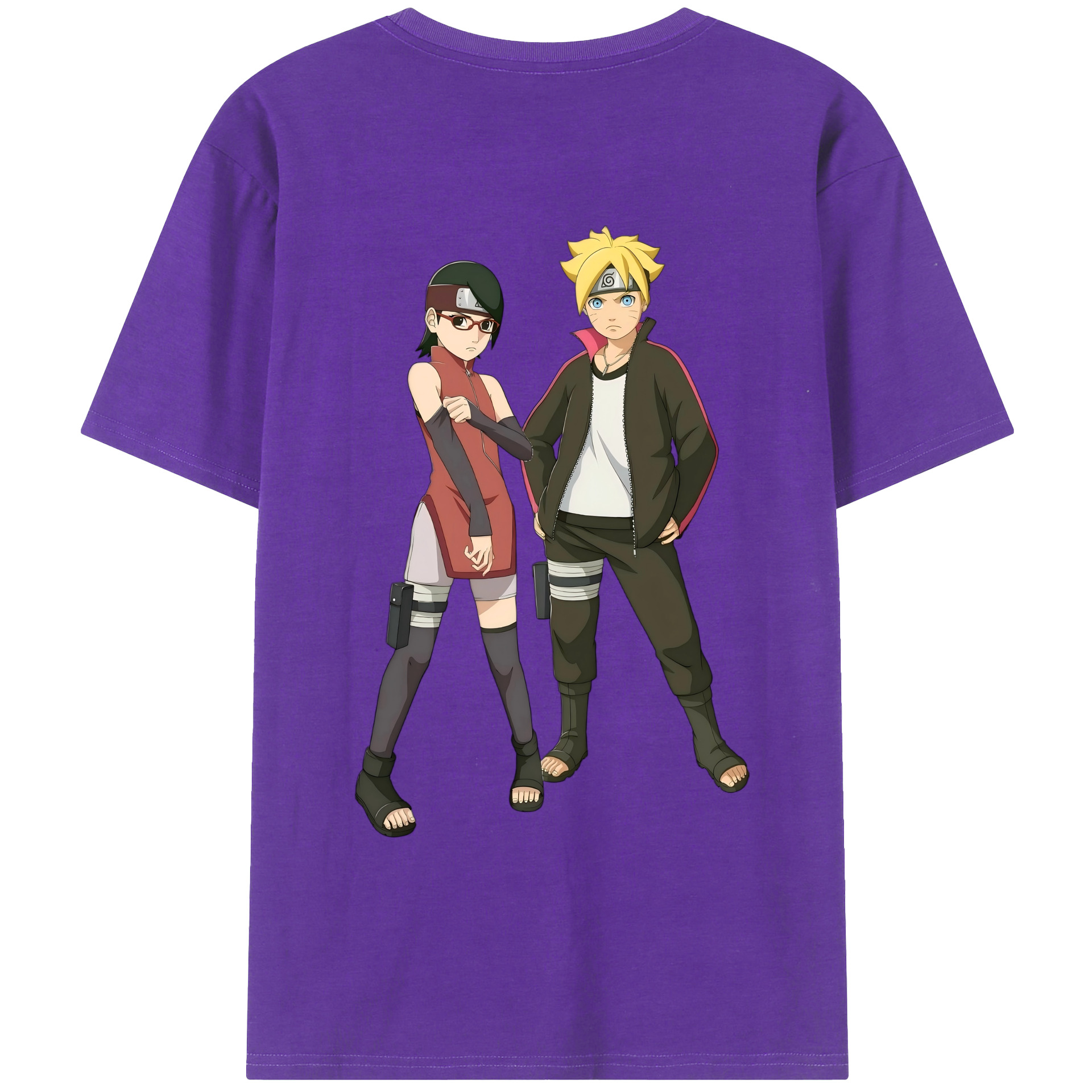 （画像用） NARUTO -ナルト- うずまき ボルト Uzumaki Boruto 綿100％ メンズ半袖Tシャツ（バックプリント） 通気性