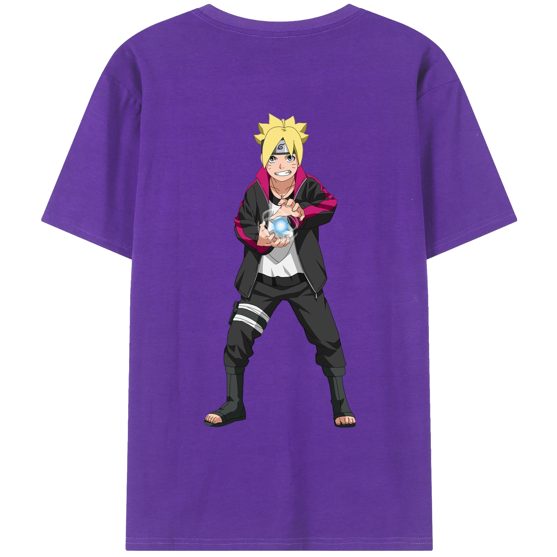 （画像用） NARUTO -ナルト- うずまき ボルト Uzumaki Boruto 綿100％ メンズ半袖Tシャツ（バックプリント） 通気性