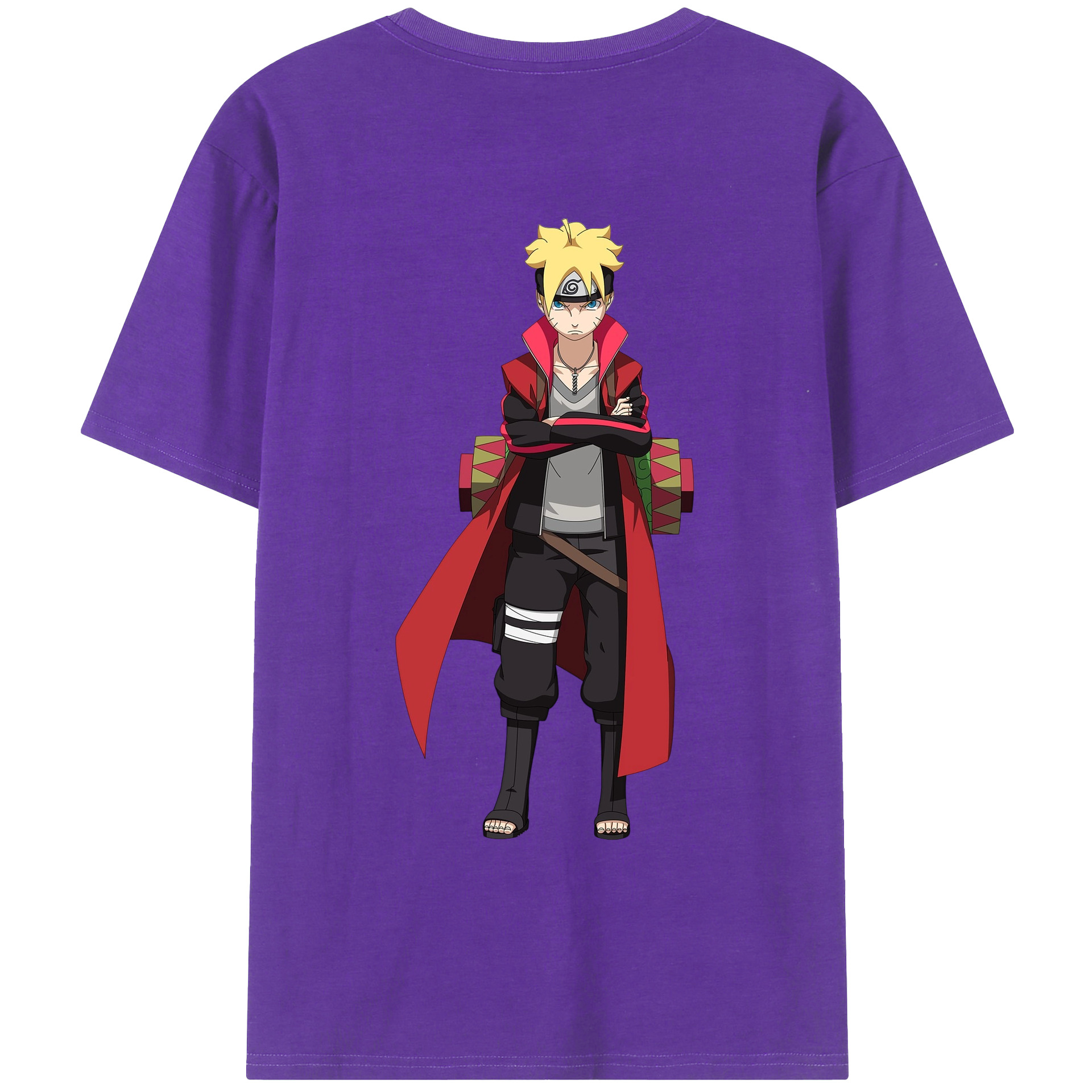 （画像用） NARUTO -ナルト- うずまき ボルト Uzumaki Boruto 綿100％ メンズ半袖Tシャツ（バックプリント） 通気性