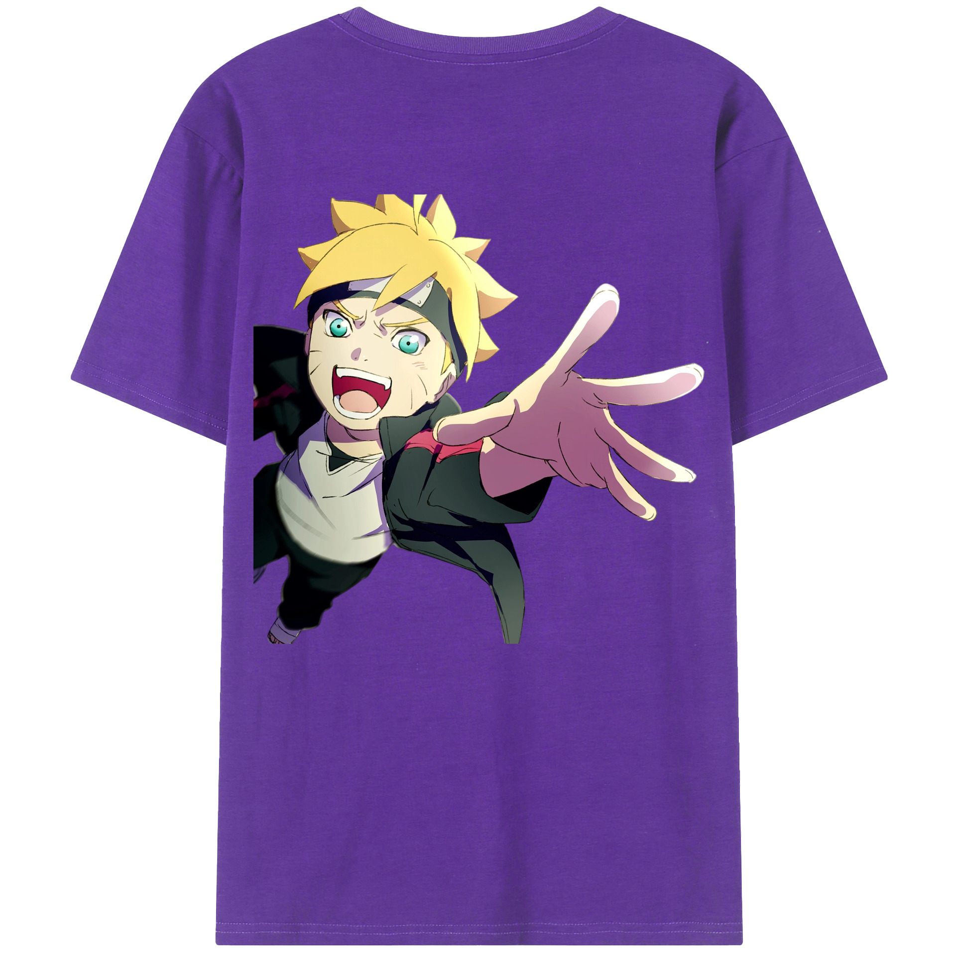 （画像用） NARUTO -ナルト- うずまき ボルト Uzumaki Boruto 綿100％ メンズ半袖Tシャツ（バックプリント） 通気性