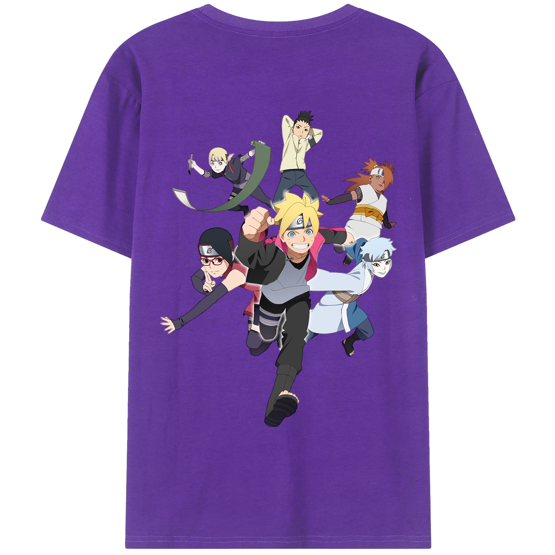 （画像用） NARUTO -ナルト- うずまき ボルト Uzumaki Boruto 綿100％ メンズ半袖Tシャツ（バックプリント） 通気性