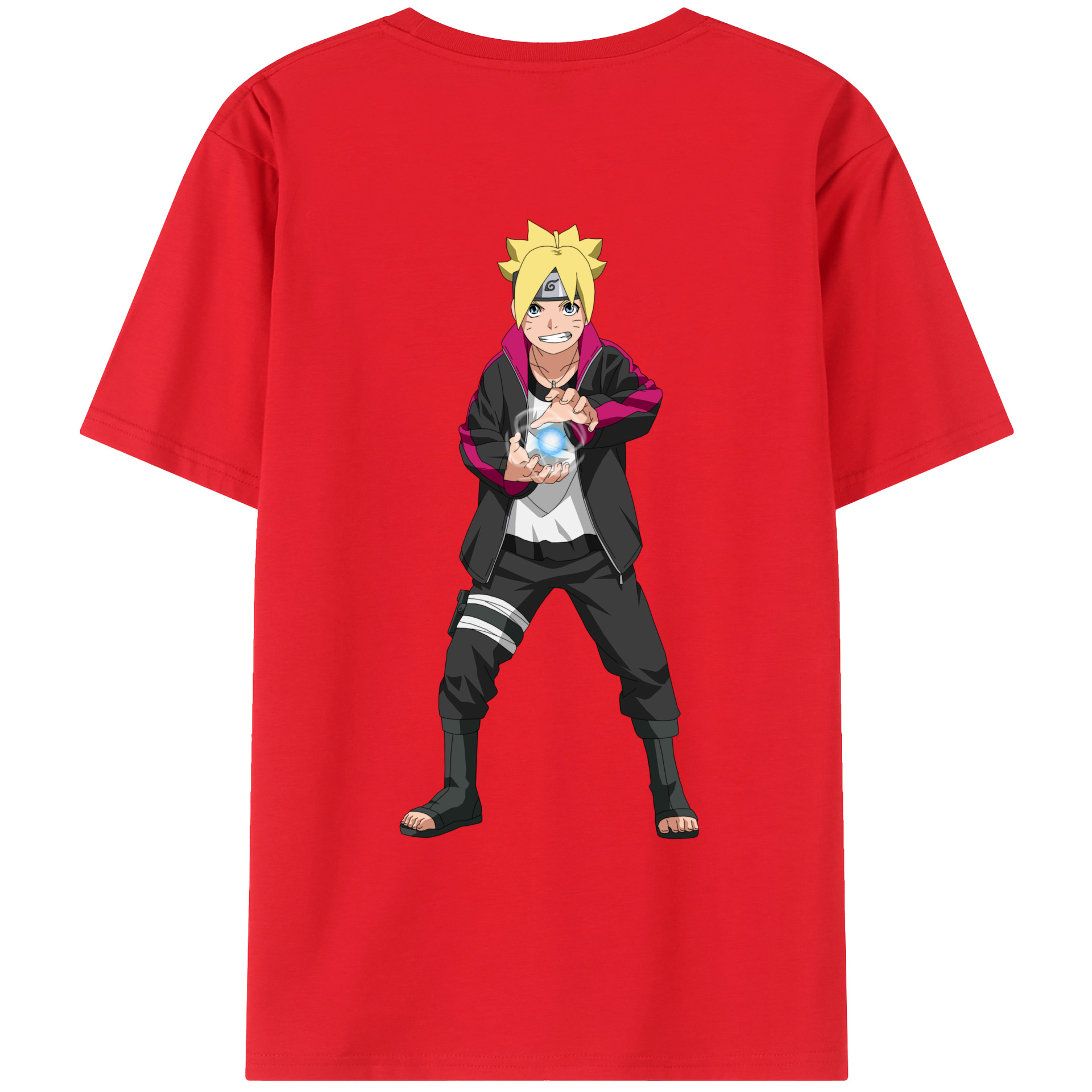 （画像用） NARUTO -ナルト- うずまき ボルト Uzumaki Boruto 綿100％ メンズ半袖Tシャツ（バックプリント） 通気性