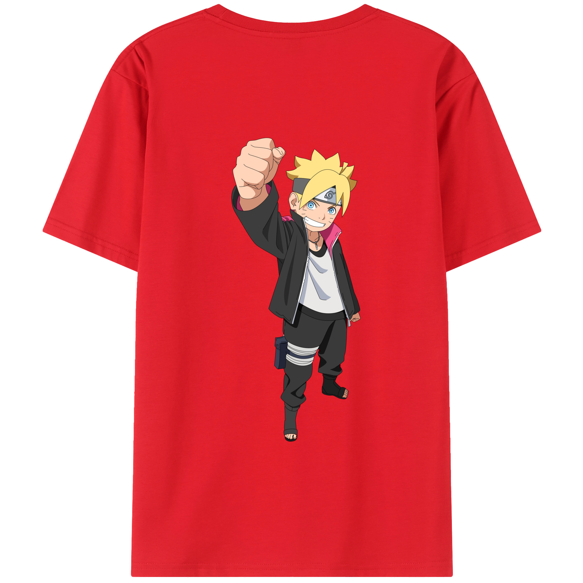 （画像用） NARUTO -ナルト- うずまき ボルト Uzumaki Boruto 綿100％ メンズ半袖Tシャツ（バックプリント） 通気性