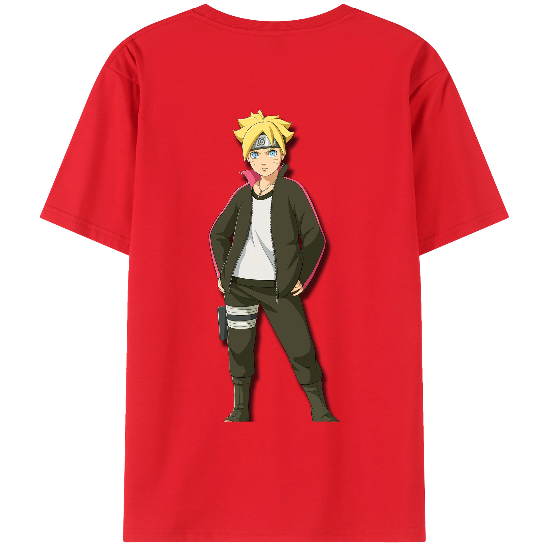 （画像用） NARUTO -ナルト- うずまき ボルト Uzumaki Boruto 綿100％ メンズ半袖Tシャツ（バックプリント） 通気性