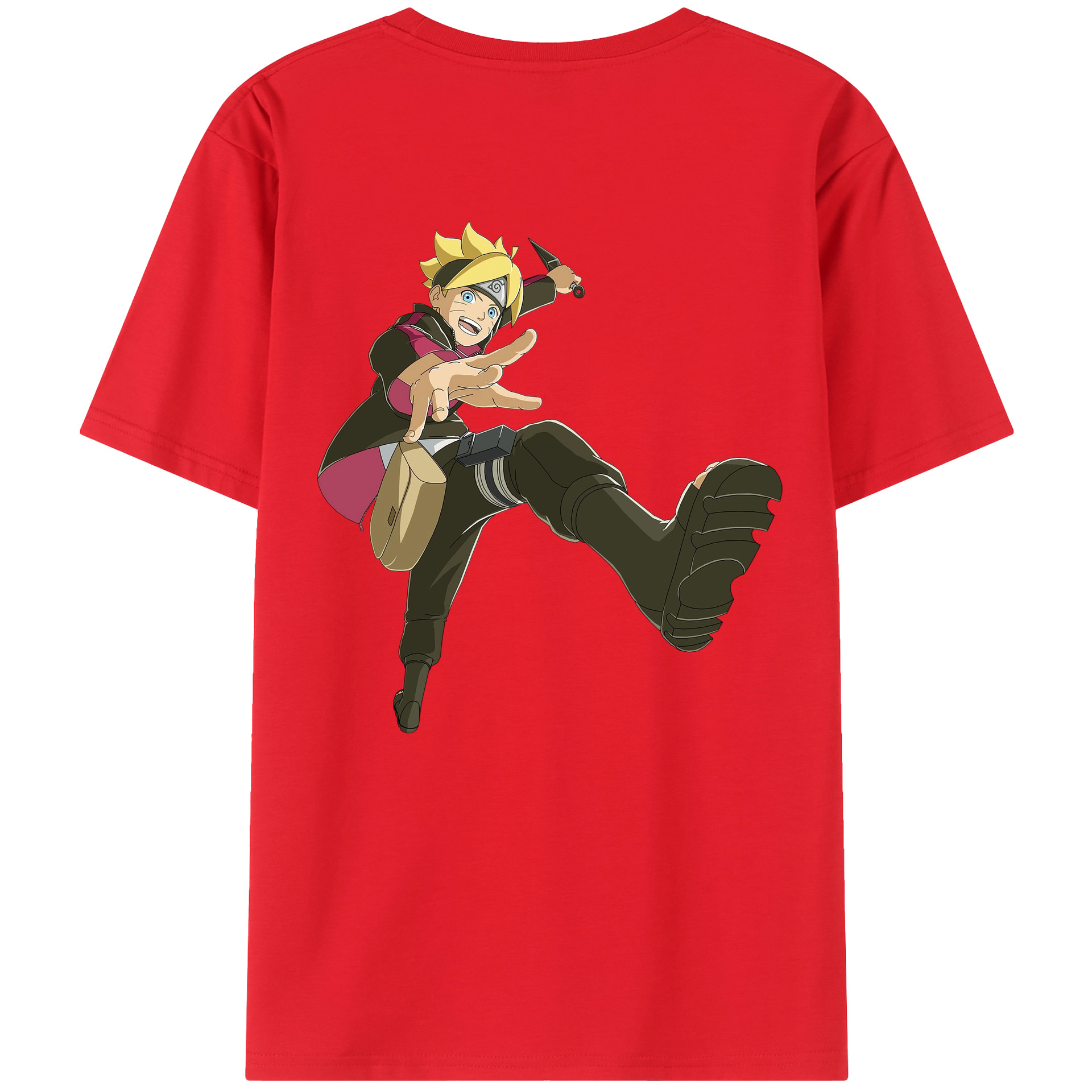 （画像用） NARUTO -ナルト- うずまき ボルト Uzumaki Boruto 綿100％ メンズ半袖Tシャツ（バックプリント） 通気性