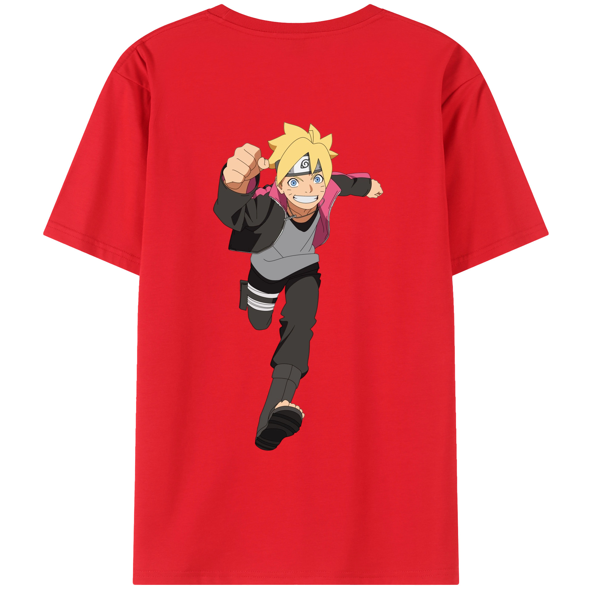 （画像用） NARUTO -ナルト- うずまき ボルト Uzumaki Boruto 綿100％ メンズ半袖Tシャツ（バックプリント） 通気性