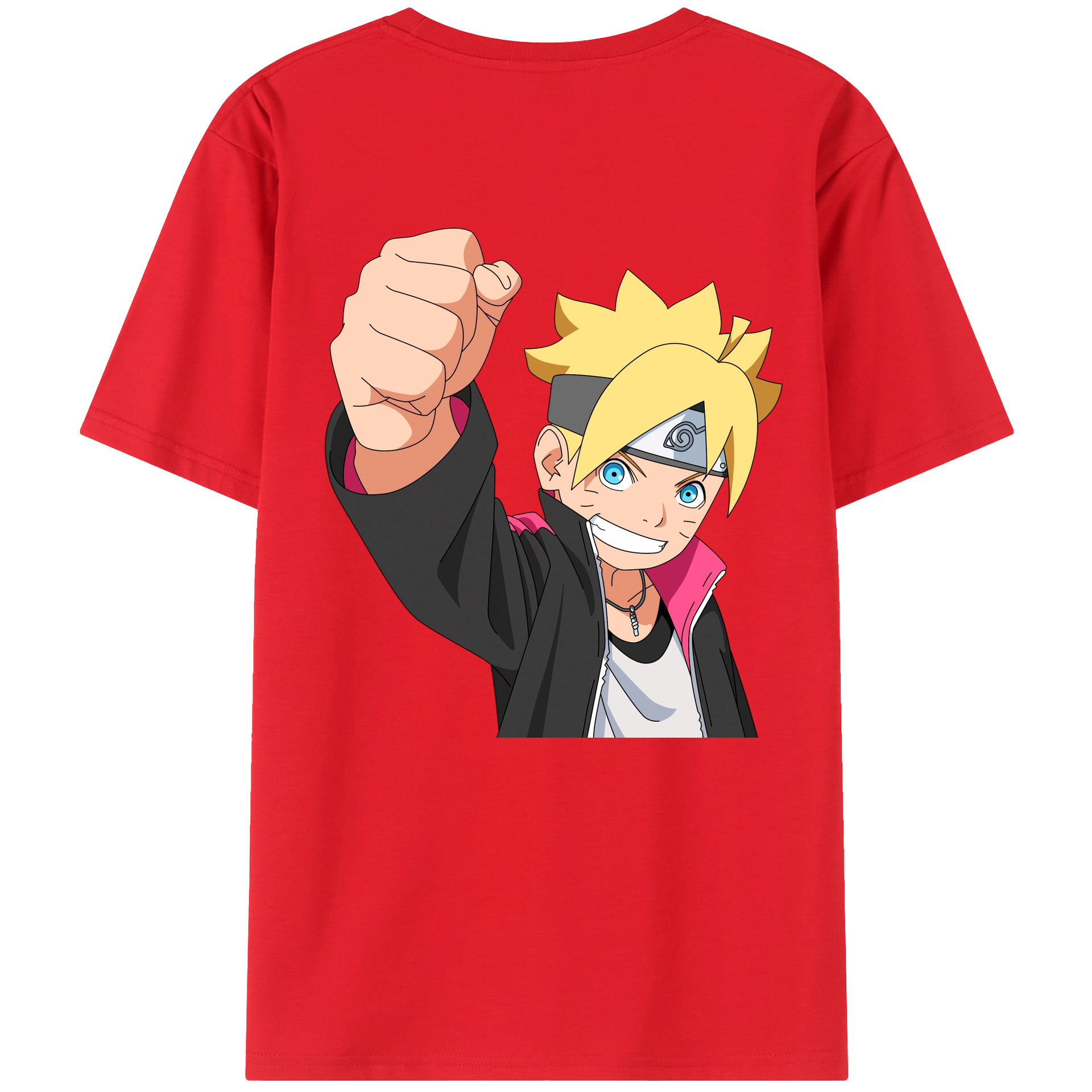 （画像用） NARUTO -ナルト- うずまき ボルト Uzumaki Boruto 綿100％ メンズ半袖Tシャツ（バックプリント） 通気性