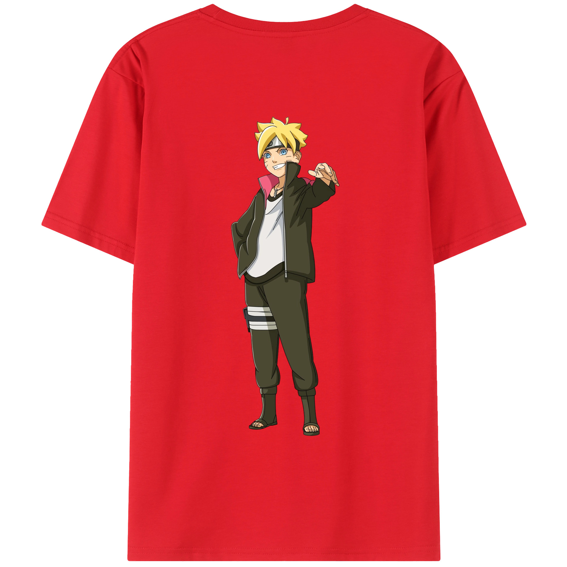 （画像用） NARUTO -ナルト- うずまき ボルト Uzumaki Boruto 綿100％ メンズ半袖Tシャツ（バックプリント） 通気性