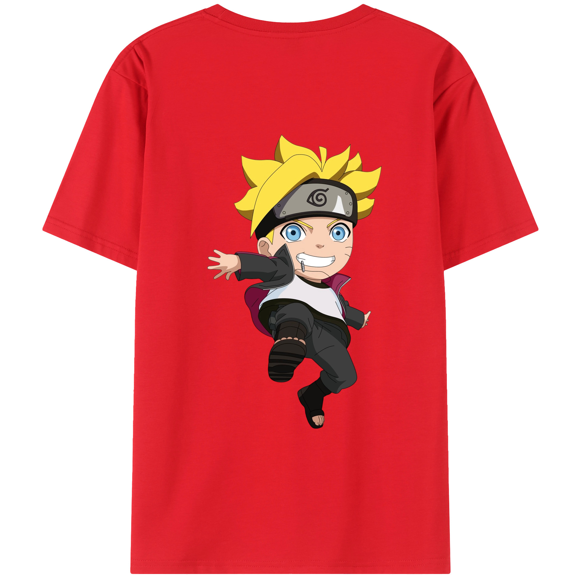 （画像用） NARUTO -ナルト- うずまき ボルト Uzumaki Boruto 綿100％ メンズ半袖Tシャツ（バックプリント） 通気性