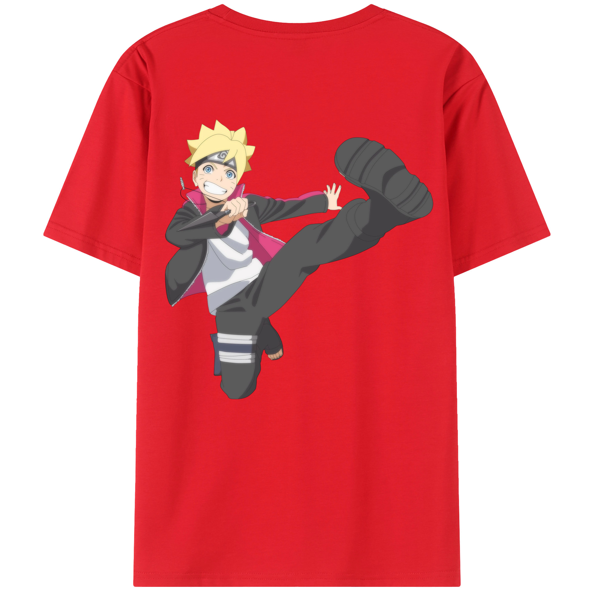 （画像用） NARUTO -ナルト- うずまき ボルト Uzumaki Boruto 綿100％ メンズ半袖Tシャツ（バックプリント） 通気性
