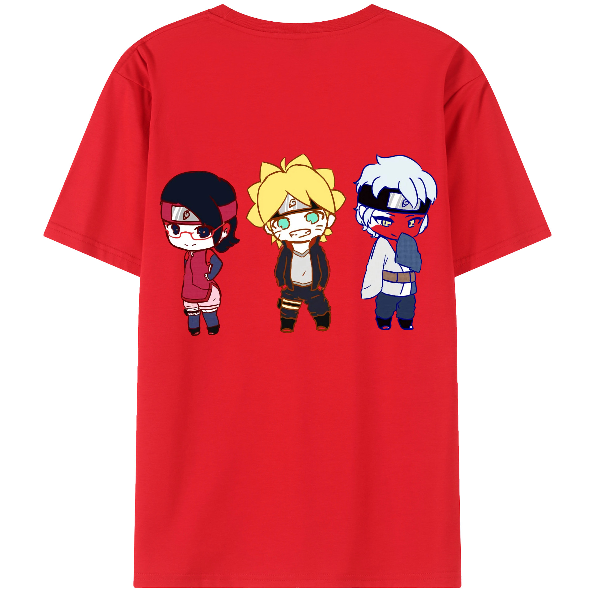 （画像用） NARUTO -ナルト- うずまき ボルト Uzumaki Boruto 綿100％ メンズ半袖Tシャツ（バックプリント） 通気性
