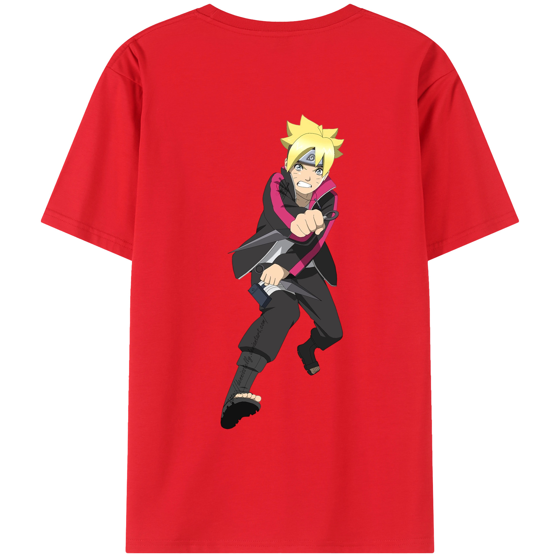 （画像用） NARUTO -ナルト- うずまき ボルト Uzumaki Boruto 綿100％ メンズ半袖Tシャツ（バックプリント） 通気性