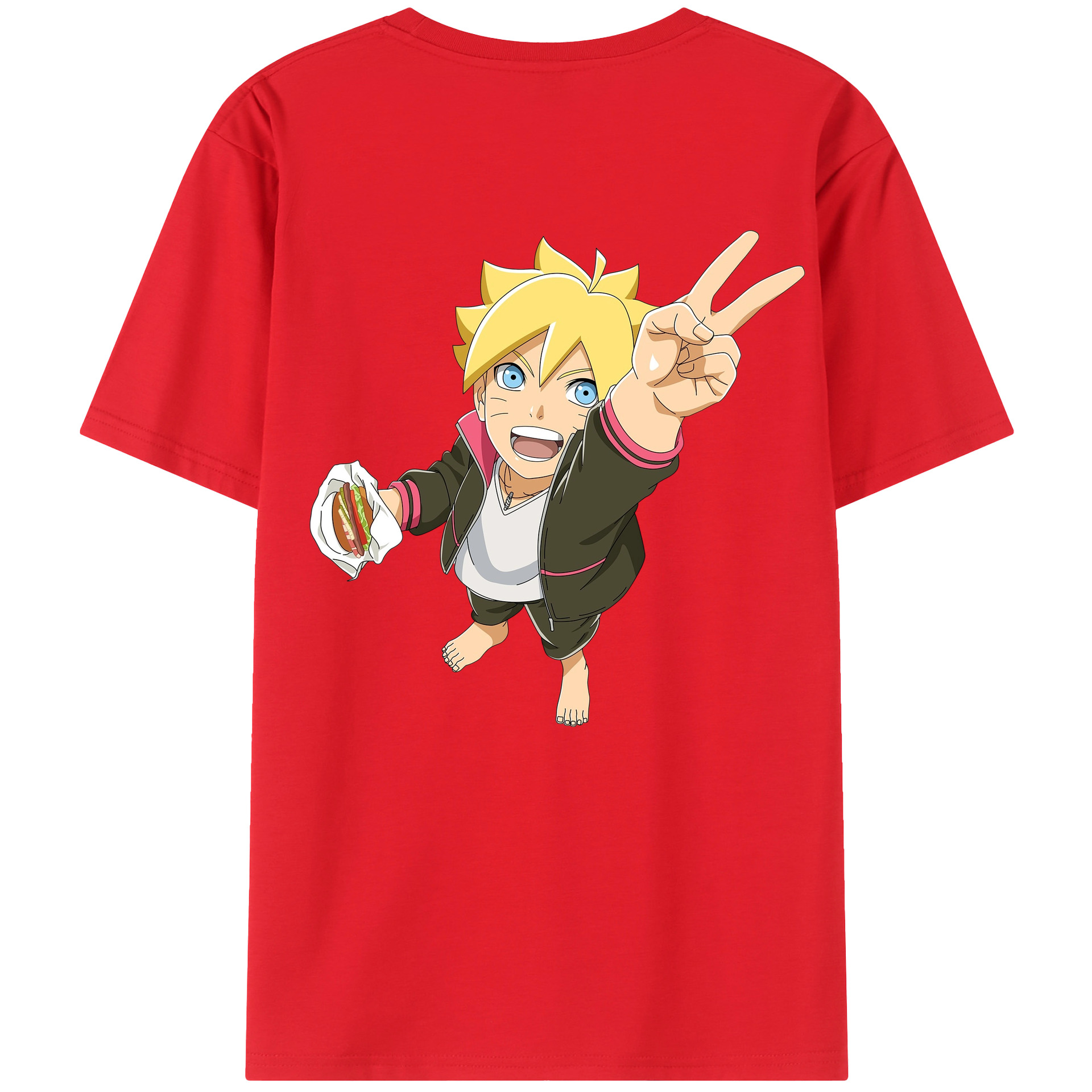 （画像用） NARUTO -ナルト- うずまき ボルト Uzumaki Boruto 綿100％ メンズ半袖Tシャツ（バックプリント） 通気性