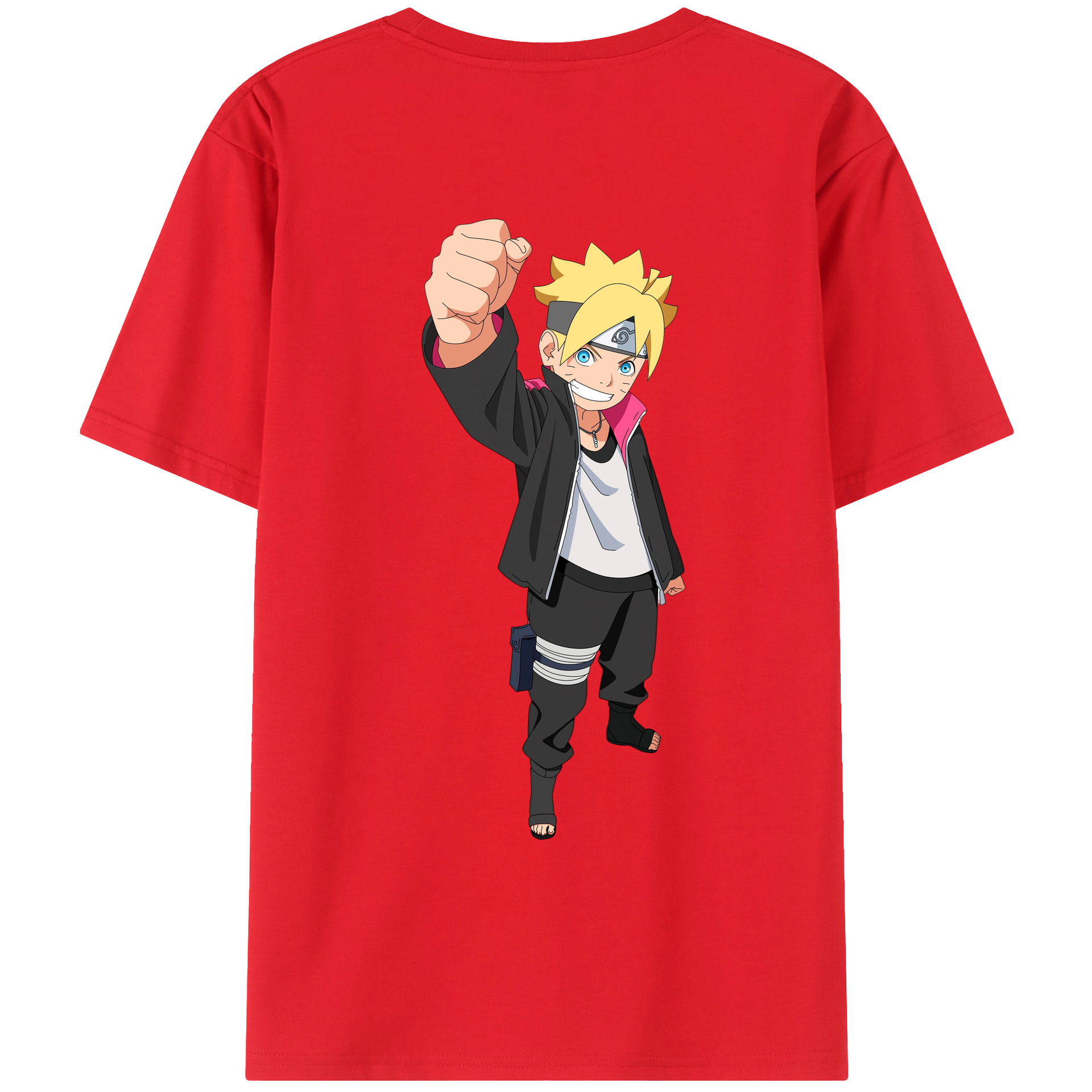 （画像用） NARUTO -ナルト- うずまき ボルト Uzumaki Boruto 綿100％ メンズ半袖Tシャツ（バックプリント） 通気性