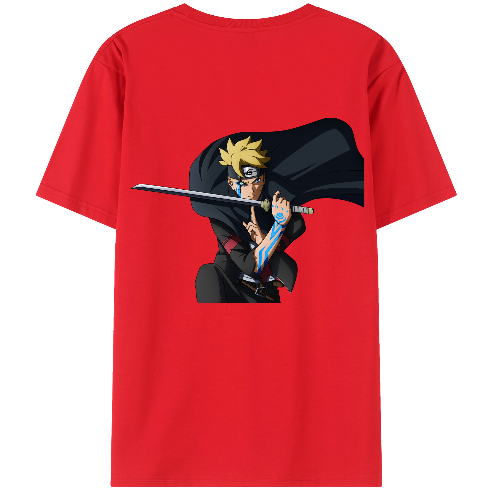 （画像用） NARUTO -ナルト- うずまき ボルト Uzumaki Boruto 綿100％ メンズ半袖Tシャツ（バックプリント） 通気性