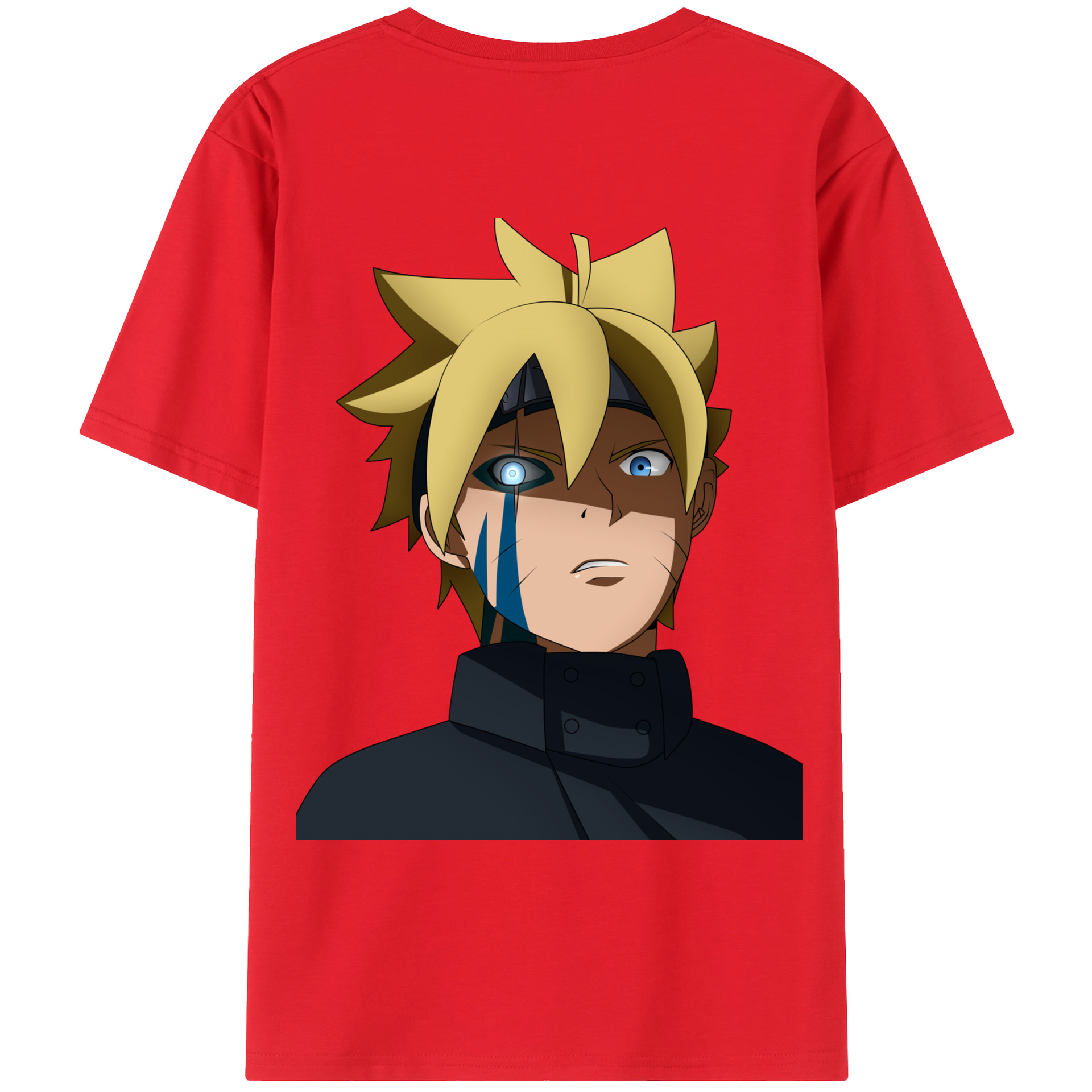 （画像用） NARUTO -ナルト- うずまき ボルト Uzumaki Boruto 綿100％ メンズ半袖Tシャツ（バックプリント） 通気性