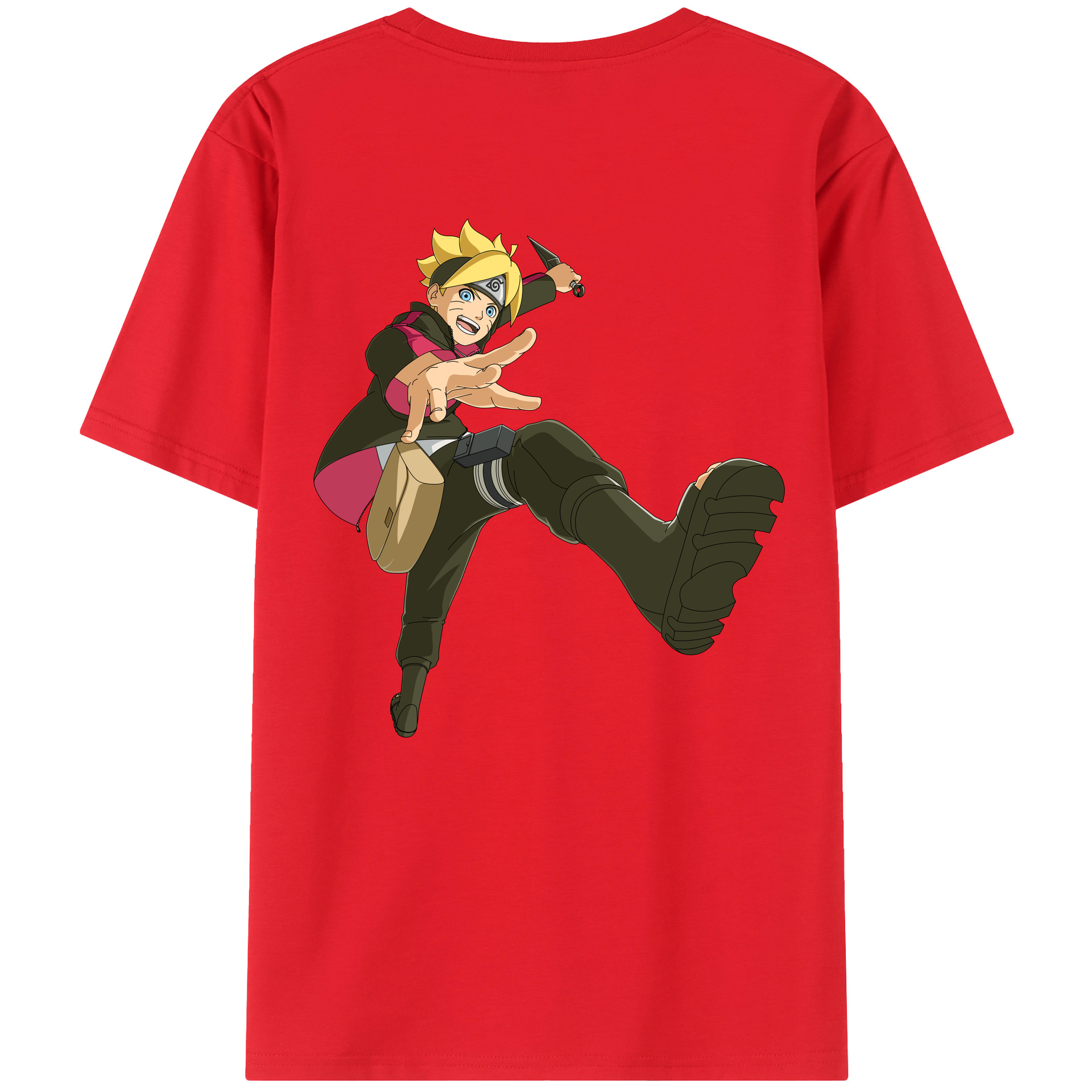 （画像用） NARUTO -ナルト- うずまき ボルト Uzumaki Boruto 綿100％ メンズ半袖Tシャツ（バックプリント） 通気性