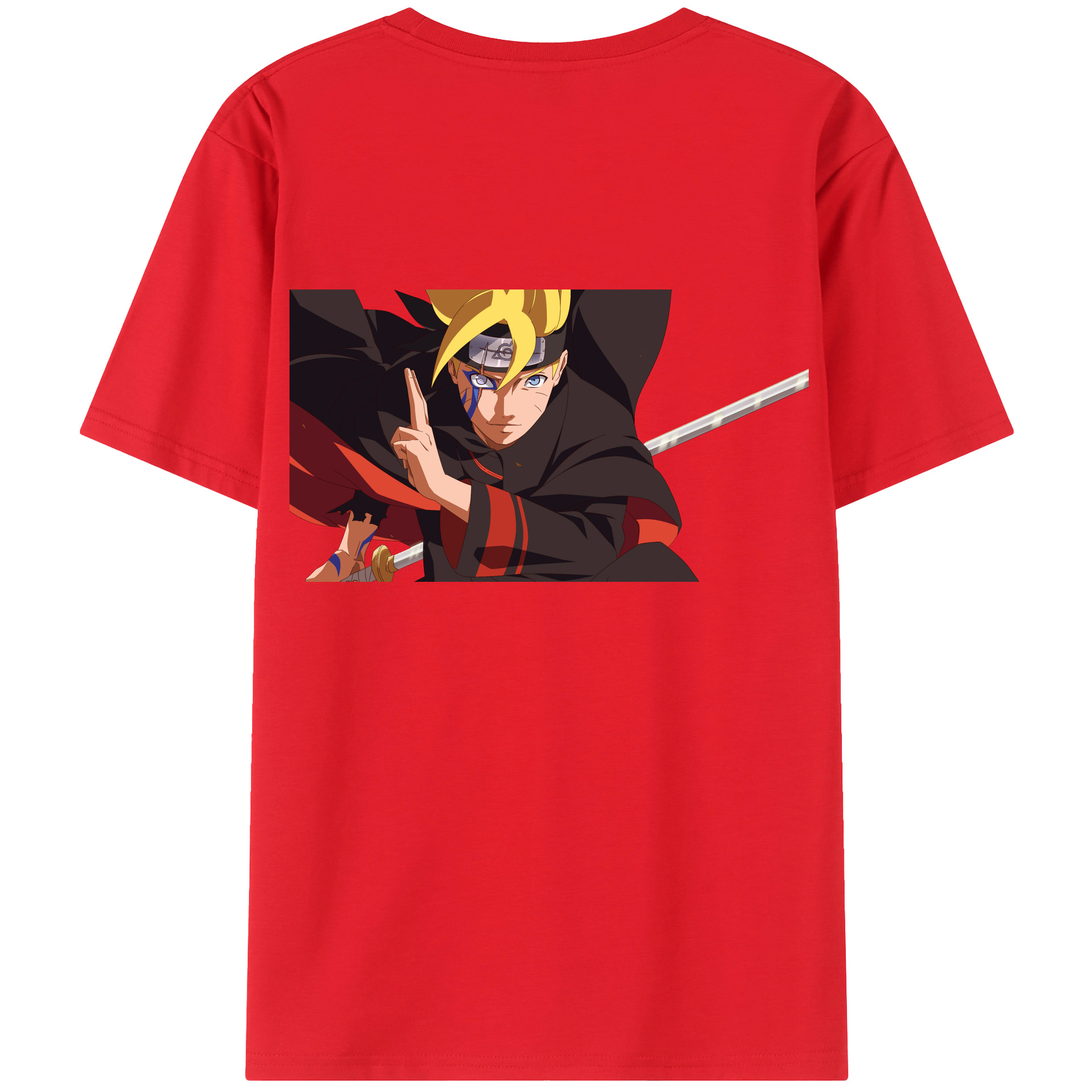 （画像用） NARUTO -ナルト- うずまき ボルト Uzumaki Boruto 綿100％ メンズ半袖Tシャツ（バックプリント） 通気性