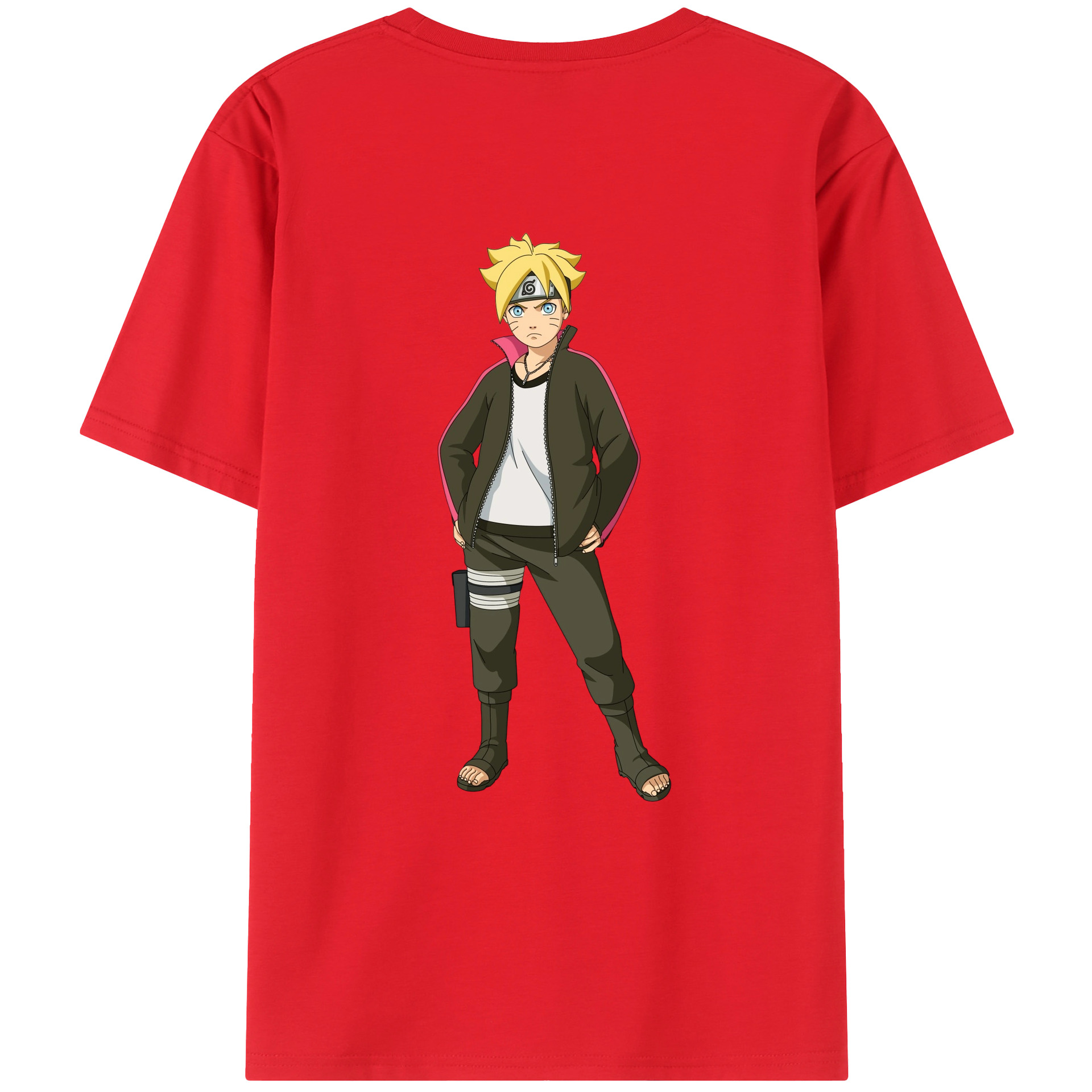 （画像用） NARUTO -ナルト- うずまき ボルト Uzumaki Boruto 綿100％ メンズ半袖Tシャツ（バックプリント） 通気性