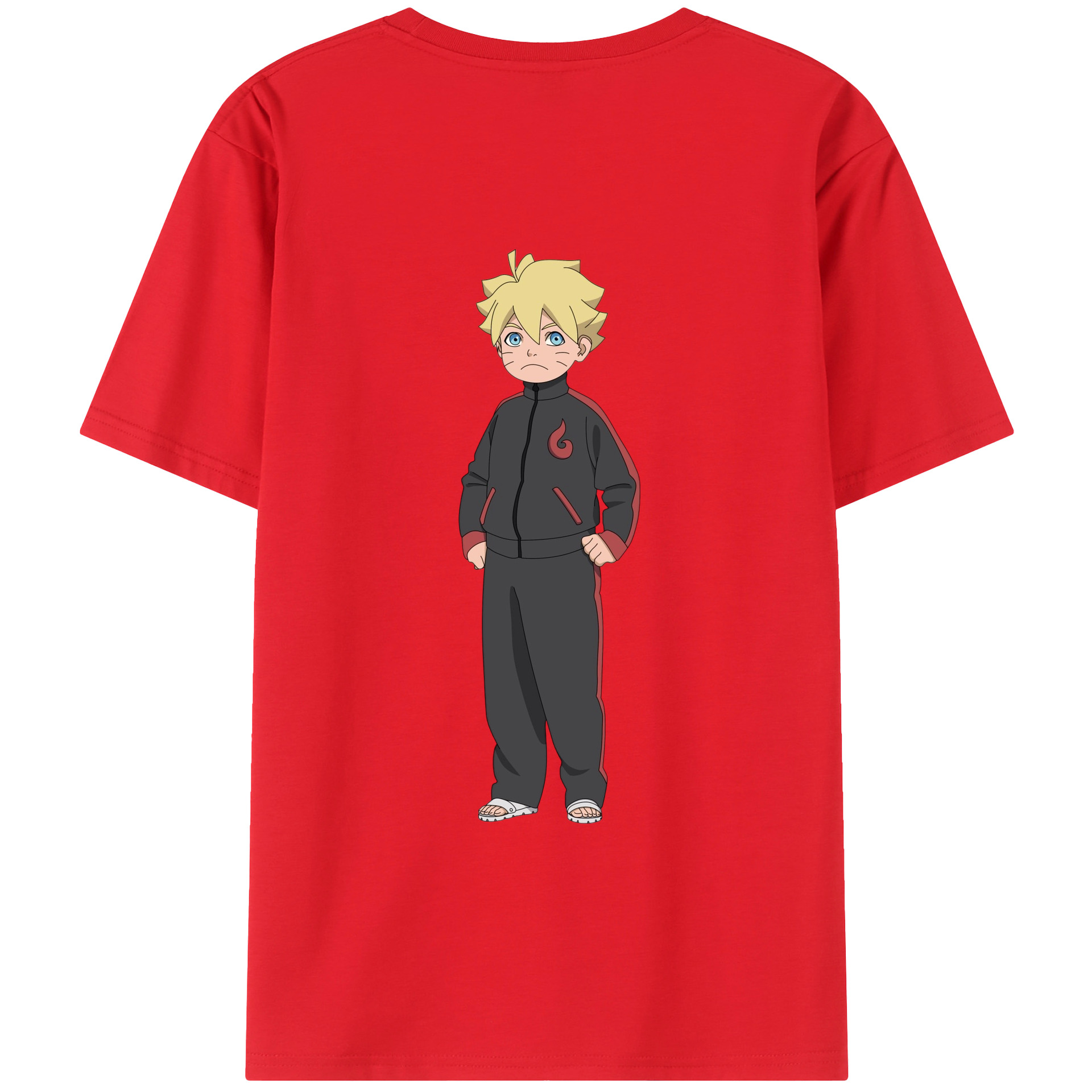 （画像用） NARUTO -ナルト- うずまき ボルト Uzumaki Boruto 綿100％ メンズ半袖Tシャツ（バックプリント） 通気性