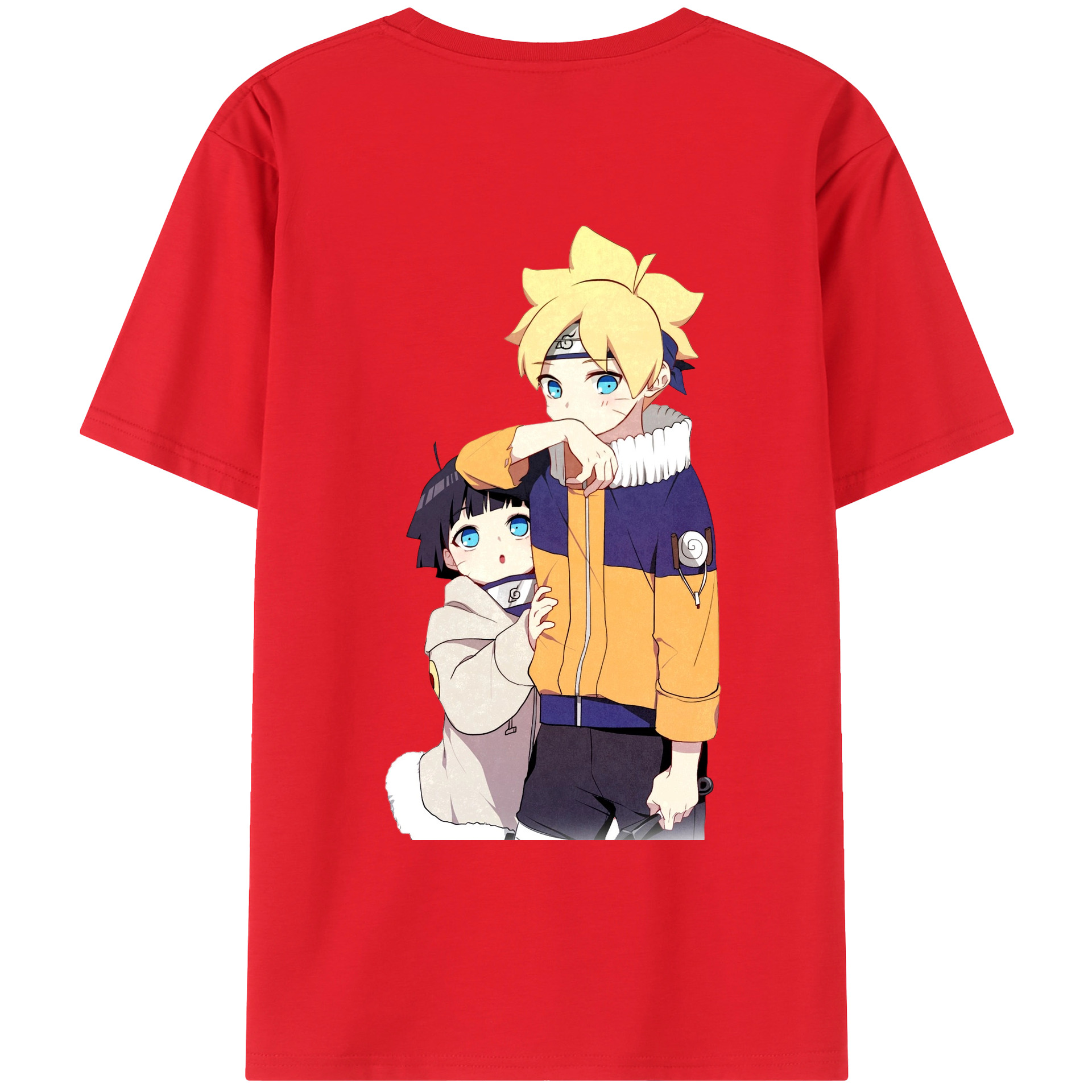 （画像用） NARUTO -ナルト- うずまき ボルト Uzumaki Boruto 綿100％ メンズ半袖Tシャツ（バックプリント） 通気性