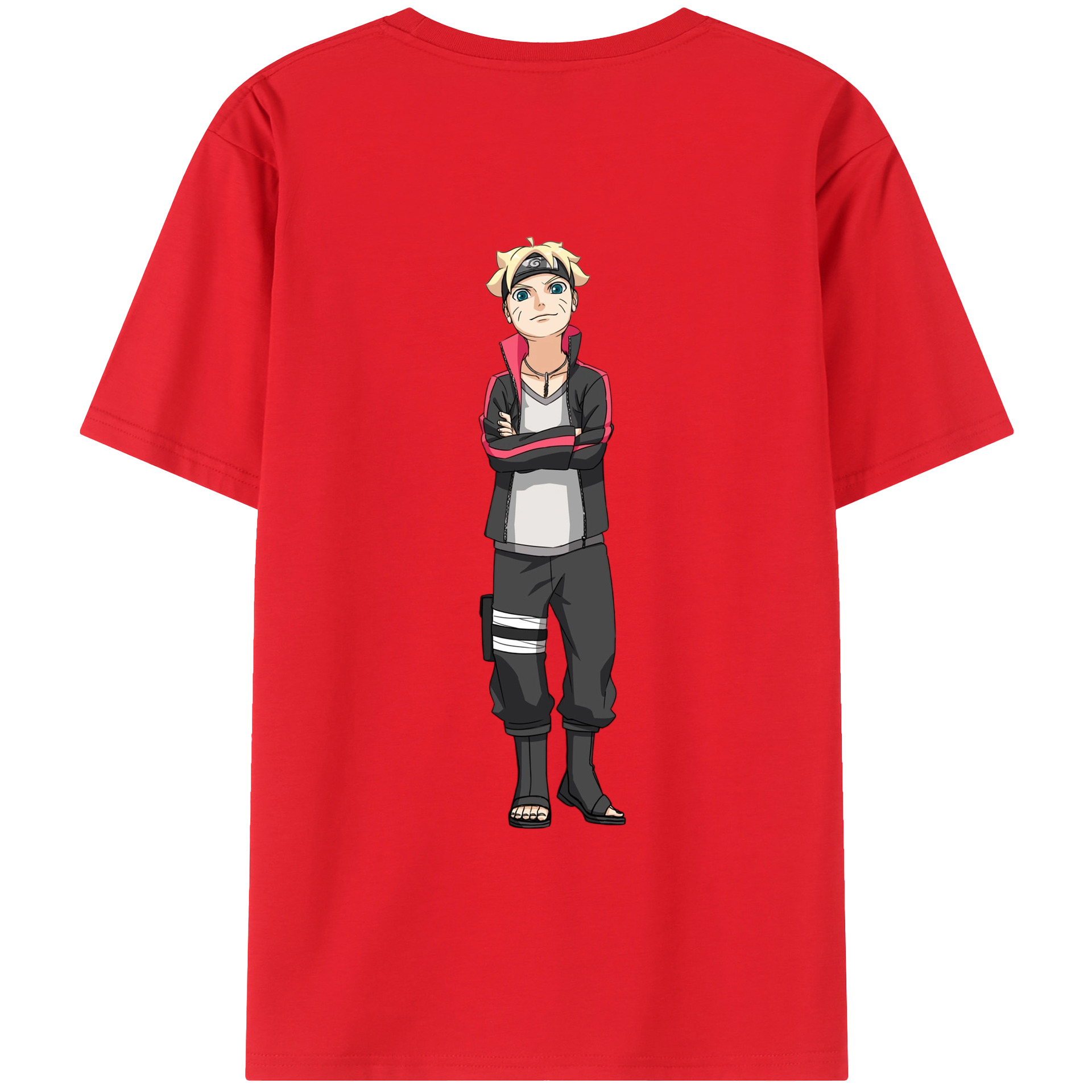 （画像用） NARUTO -ナルト- うずまき ボルト Uzumaki Boruto 綿100％ メンズ半袖Tシャツ（バックプリント） 通気性