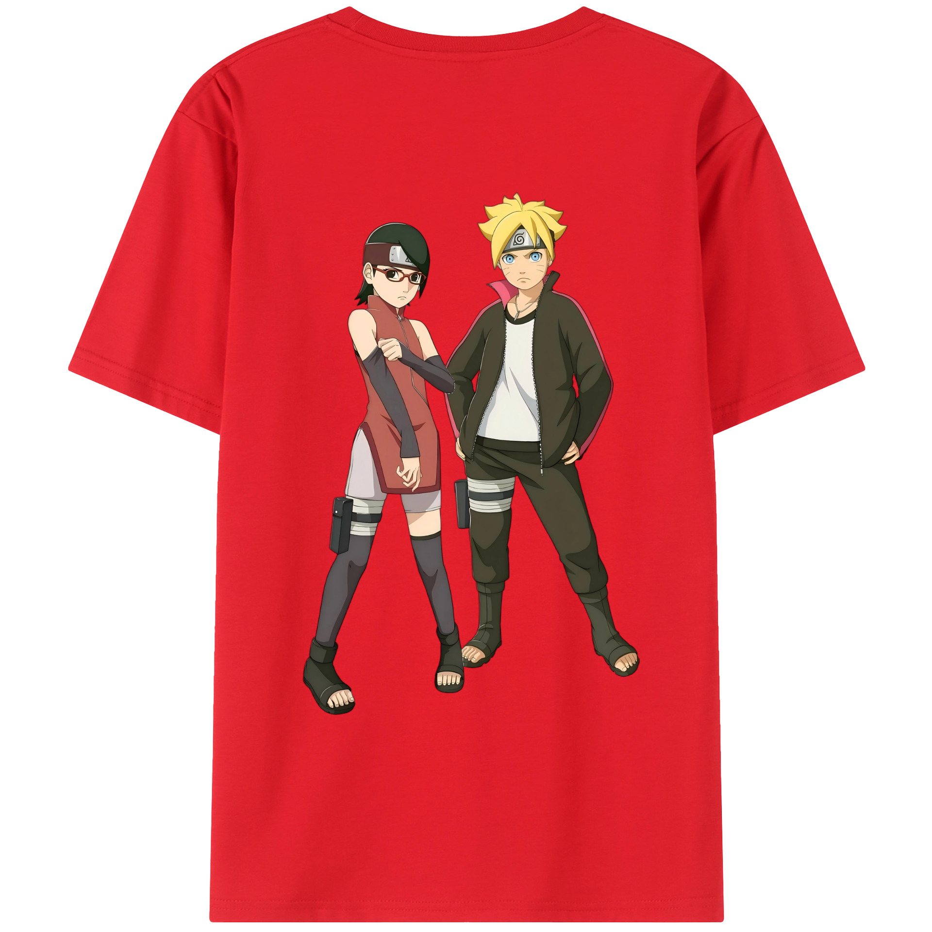 （画像用） NARUTO -ナルト- うずまき ボルト Uzumaki Boruto 綿100％ メンズ半袖Tシャツ（バックプリント） 通気性