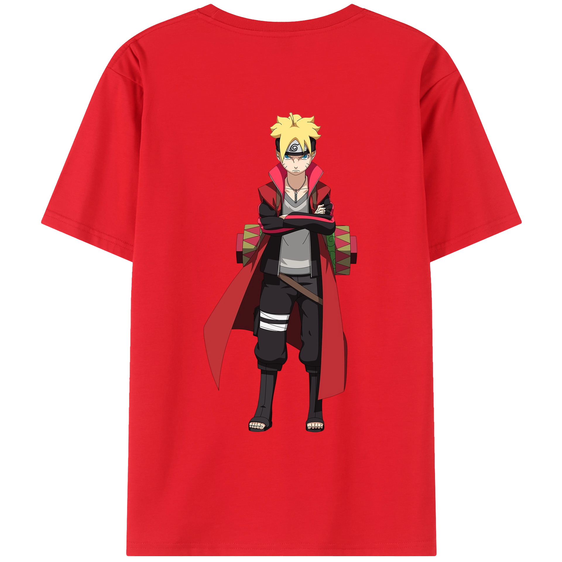 （画像用） NARUTO -ナルト- うずまき ボルト Uzumaki Boruto 綿100％ メンズ半袖Tシャツ（バックプリント） 通気性
