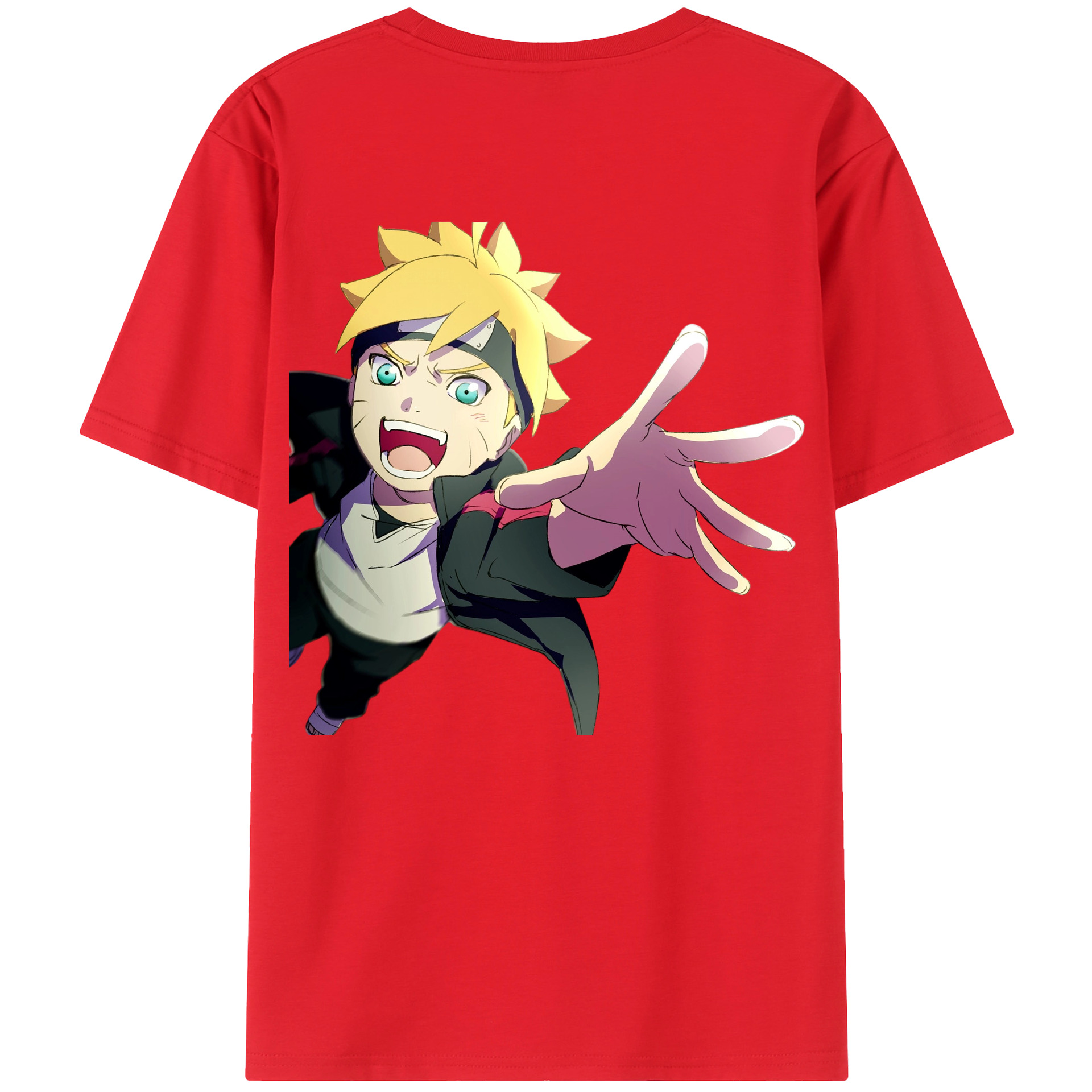 （画像用） NARUTO -ナルト- うずまき ボルト Uzumaki Boruto 綿100％ メンズ半袖Tシャツ（バックプリント） 通気性