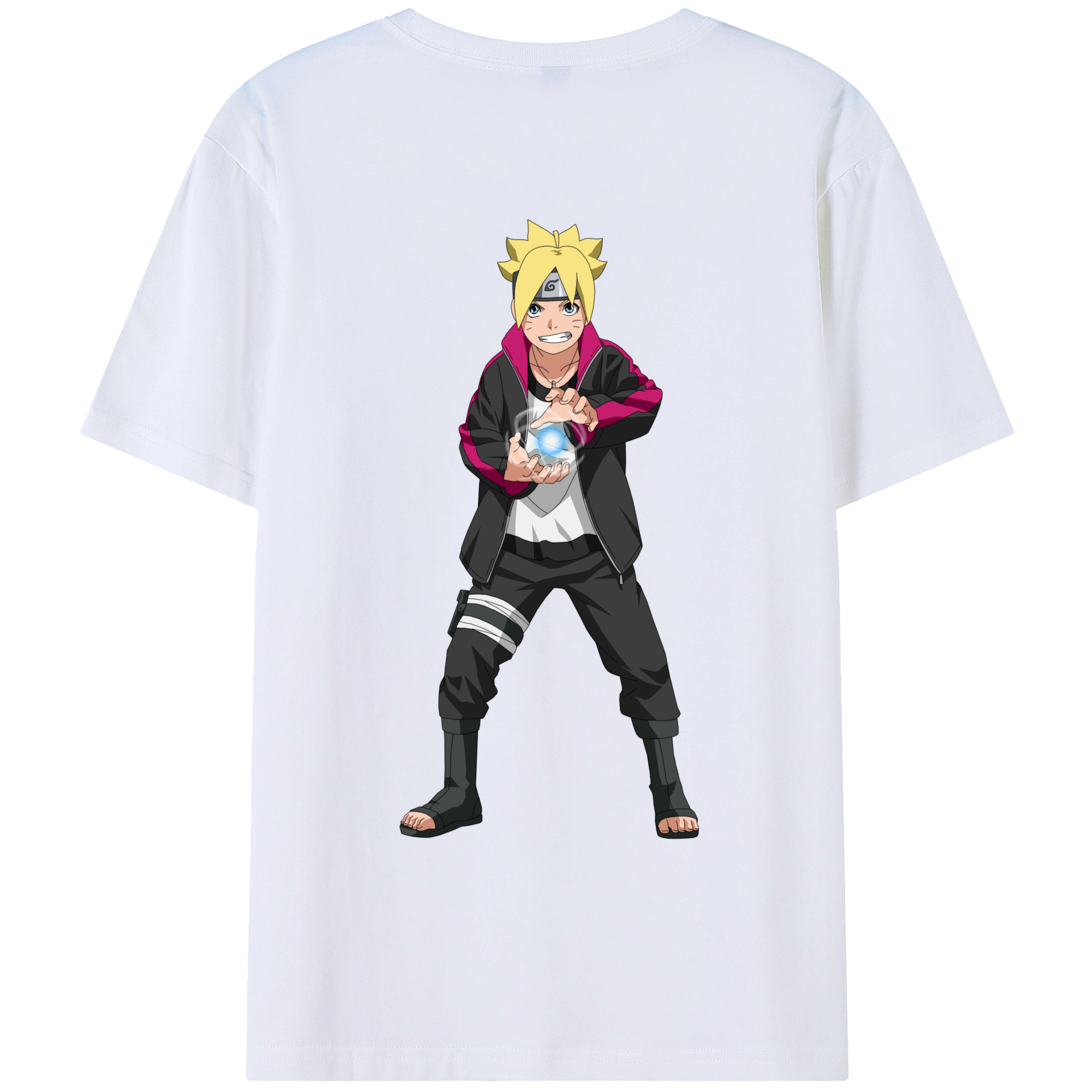 （画像用） NARUTO -ナルト- うずまき ボルト Uzumaki Boruto 綿100％ メンズ半袖Tシャツ（バックプリント） 通気性