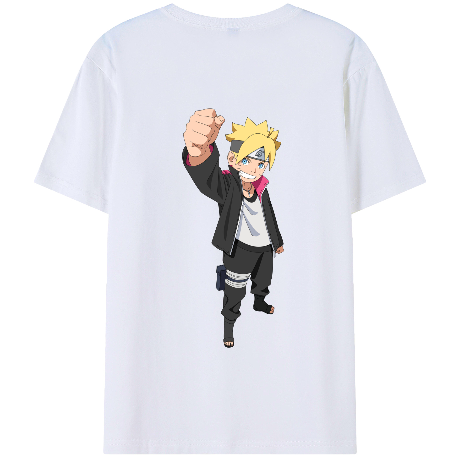（画像用） NARUTO -ナルト- うずまき ボルト Uzumaki Boruto 綿100％ メンズ半袖Tシャツ（バックプリント） 通気性